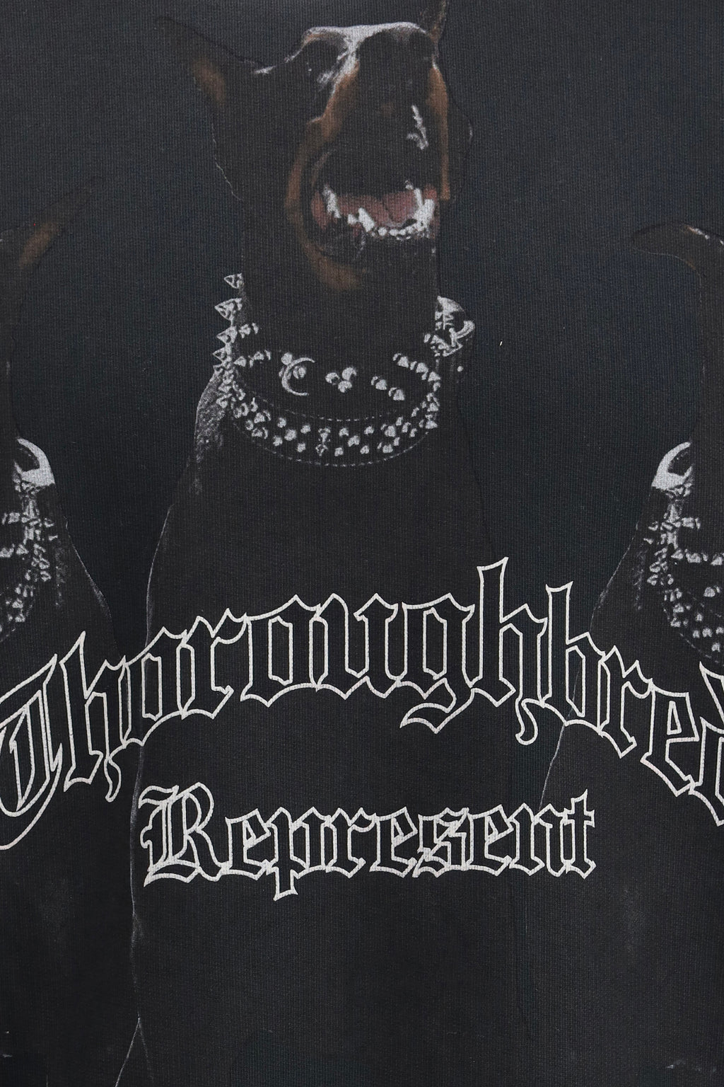 alt-image__Felpa-nera-in-cotone-lavato-con-cappuccio-e-grafica-frontale---Thoroughbred-Hoodie