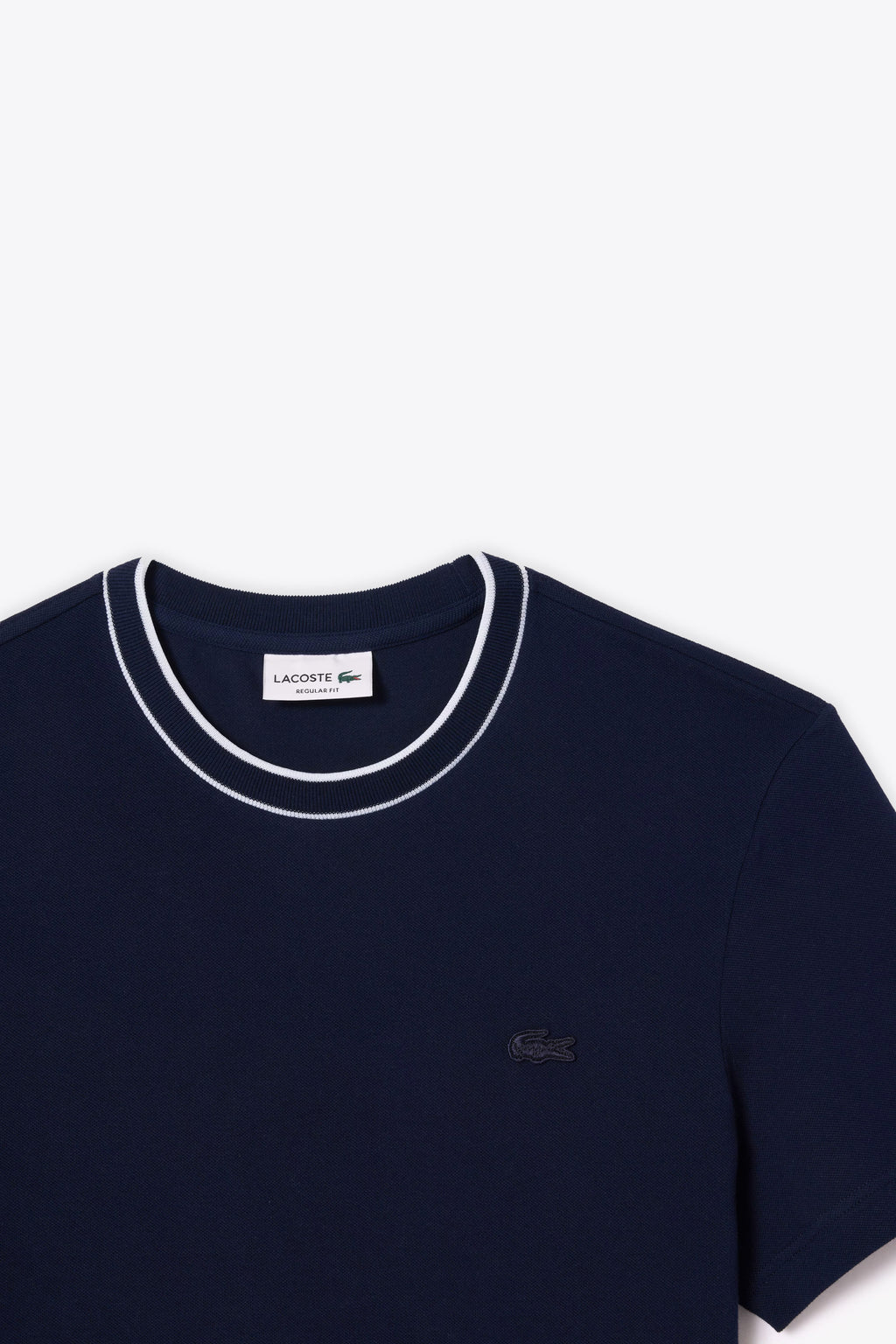 alt-image__Navy-blue-stretch-piquè-cotton-t-shirt-with-striped-crewneck