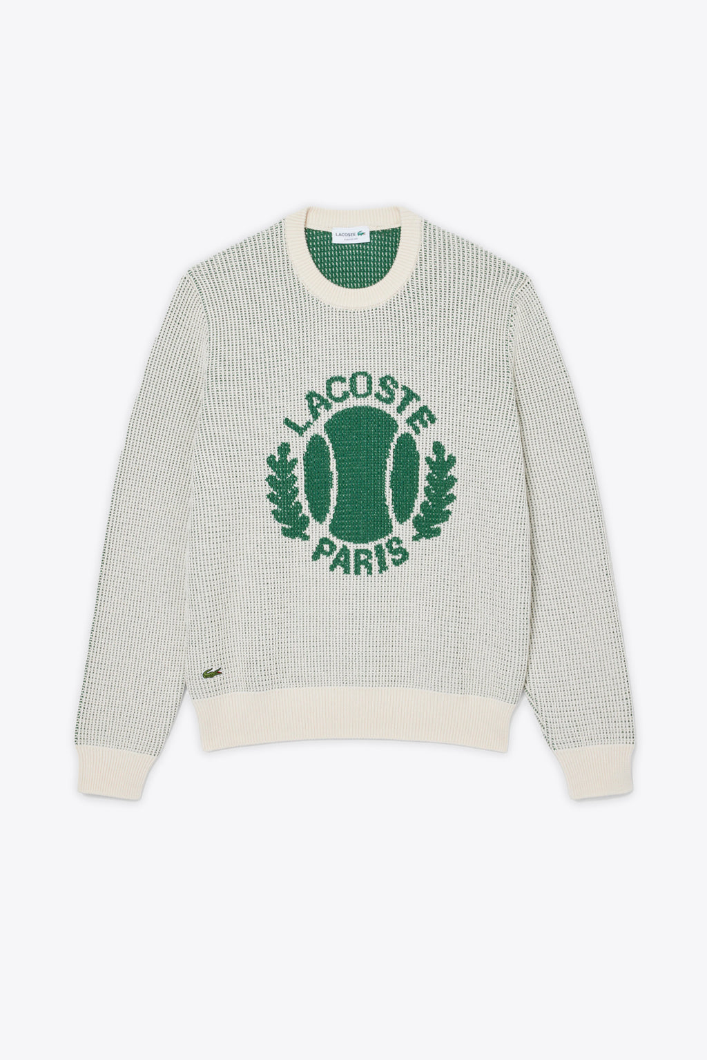 alt-image__Pullover-in-cotone-panna-con-logo-jacquard-frontale