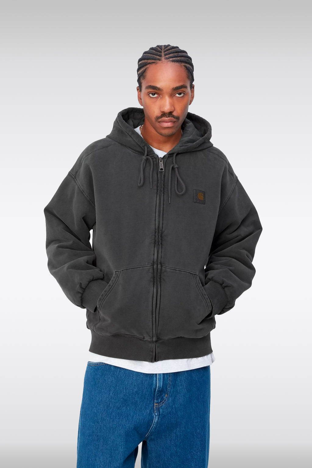 alt-image__Charcoal-grey-garment-dyed-cotton-hoodie-with-zip---Hooded-Vista-Jacket