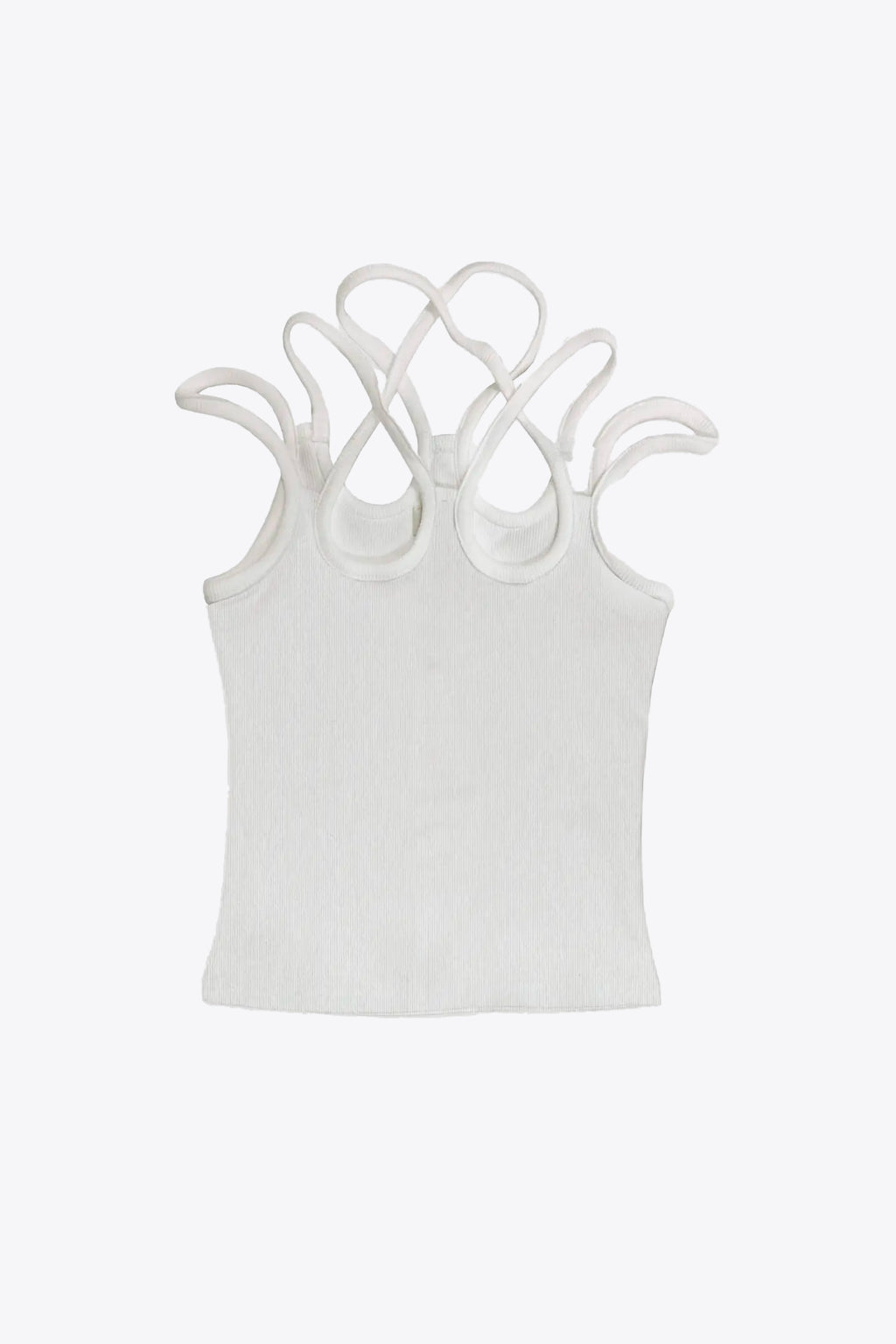 alt-image__Canotta-bianca-in-cotone-a-coste-con-spalline-multiple---Tank-Top