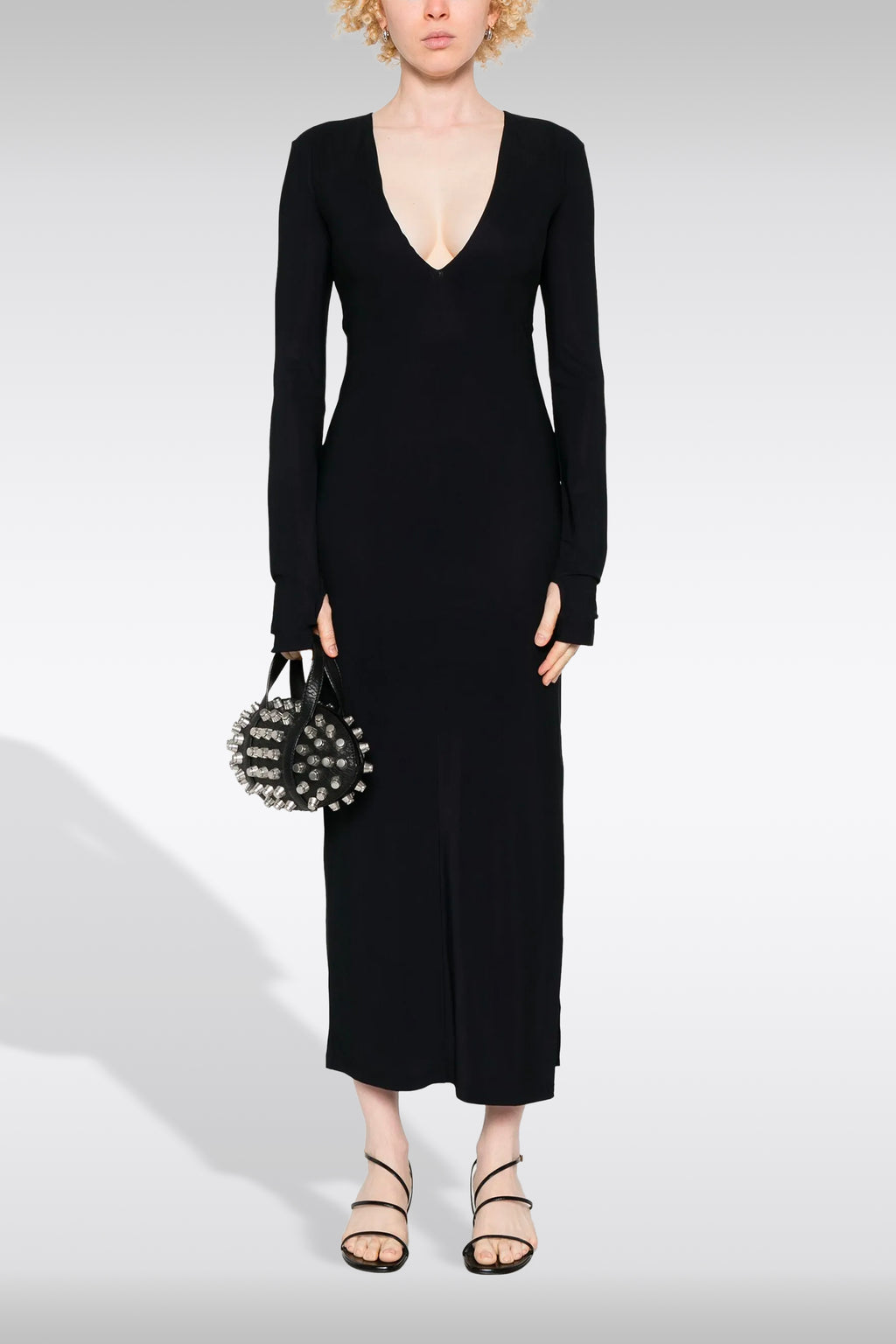alt-image__Black-stretch-jersey-long-dress-with-V-neck-and-long-sleeves-