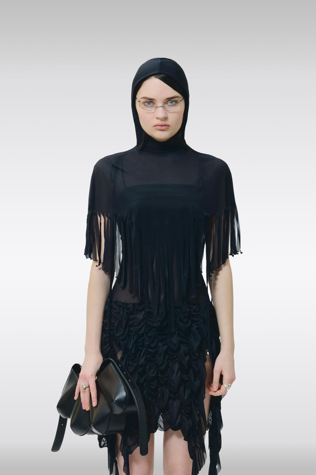 alt-image__Poncho-in-mesh-nero-con-cappuccio-e-frange---Hooded-Poncho-Top