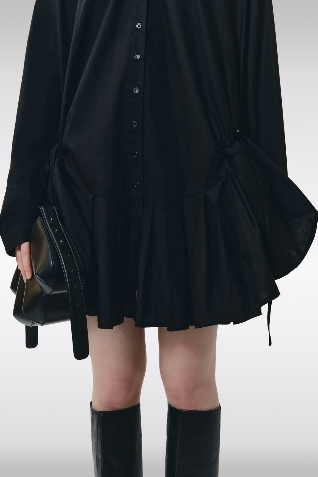 alt-image__Abito-nero-in-popeline-con-cappuccio-e-gonna-a-balze---Ballerina-Shirt-Dress