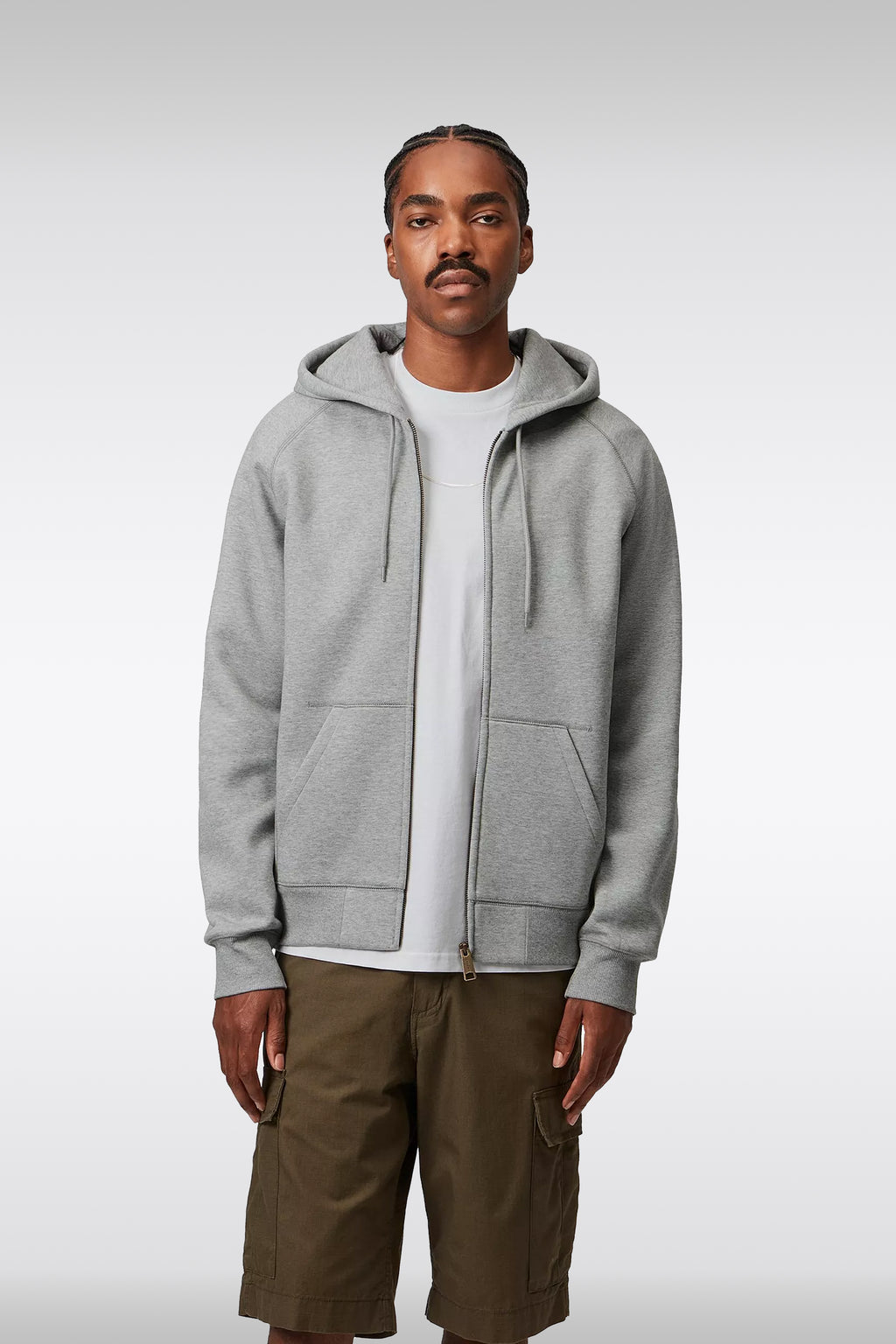 alt-image__Felpa-grigio-melange-con-cappuccio-e-zip---Hooded-Chase-Jacket