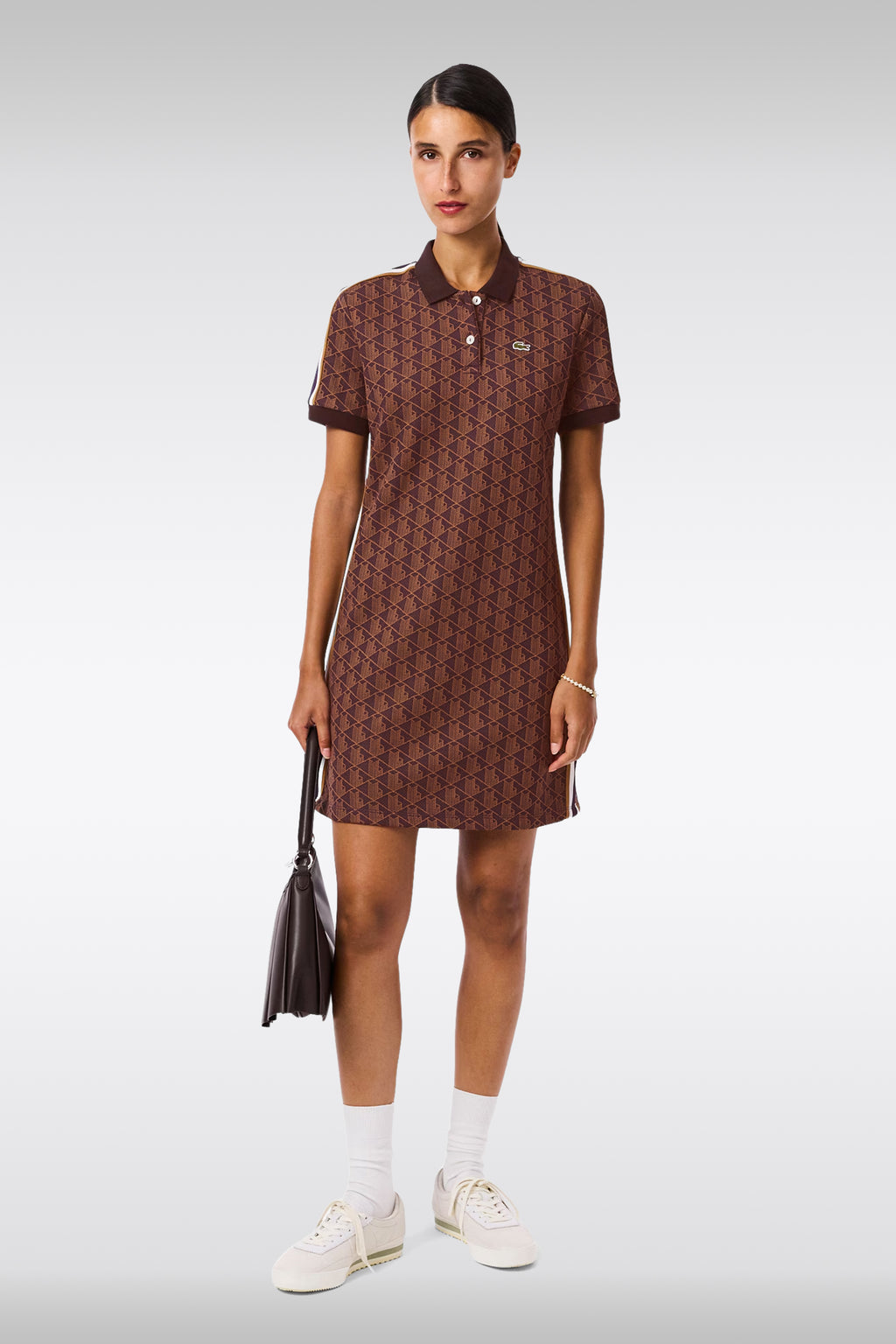 alt-image__Abito-corto-con-motivo-jacquard-monogram-blu-e-bianco-con-maniche-corte