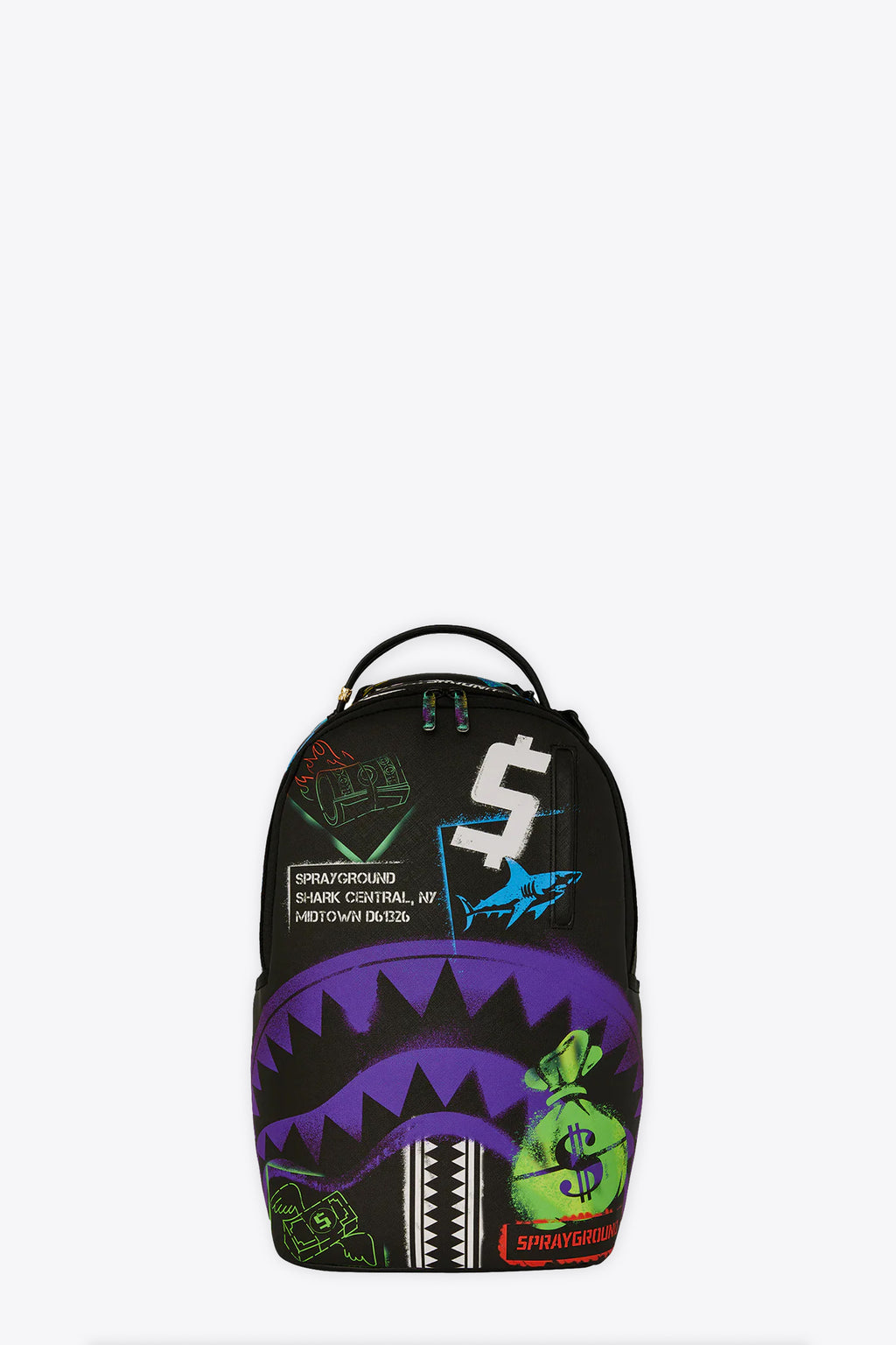 alt-image__Zaino-in-pvc-nero-con-stencil-multicolor-stampati---Shark-Central-Stencils-Black-Dlxsv-Backpack