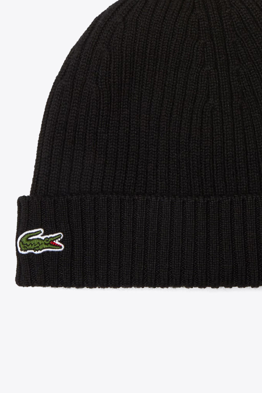 alt-image__Berretto-nero-in-lana-a-coste-con-logo-ricamato