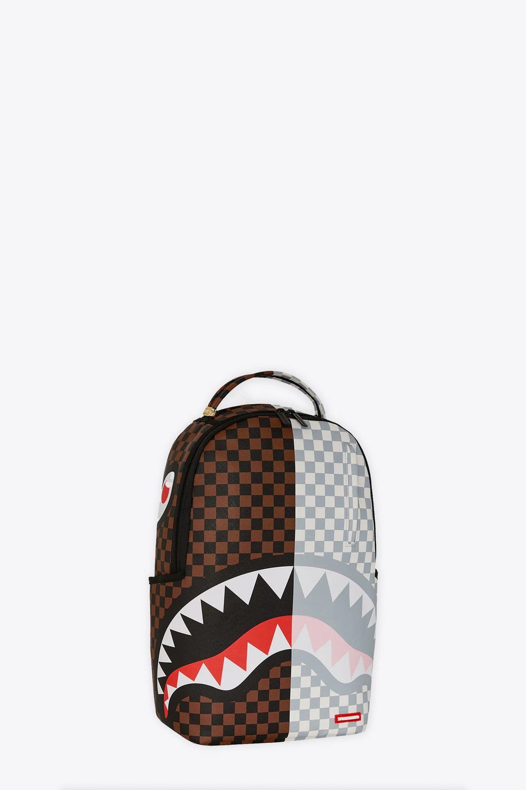 alt-image__Zaino-in-pvc-marrone-e-panna-a-scacchi-con-bocca-shark---Split-Rose-Sharks-in-Paris-Backpack