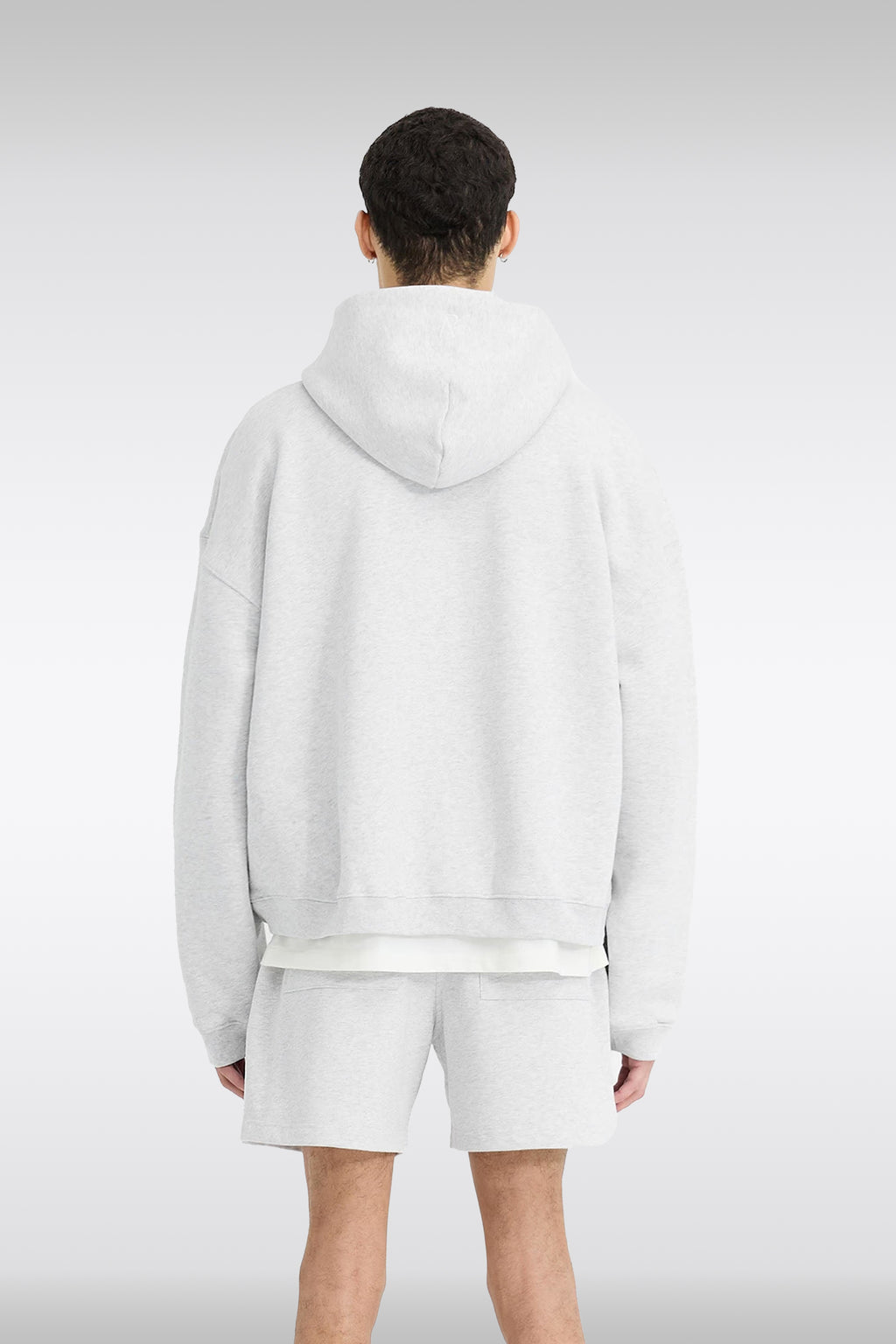 alt-image__Felpa-grigio-melange-con-cappuccio-e-zip-boxy-fit---Initial-Boxy-Zip-Hoodie