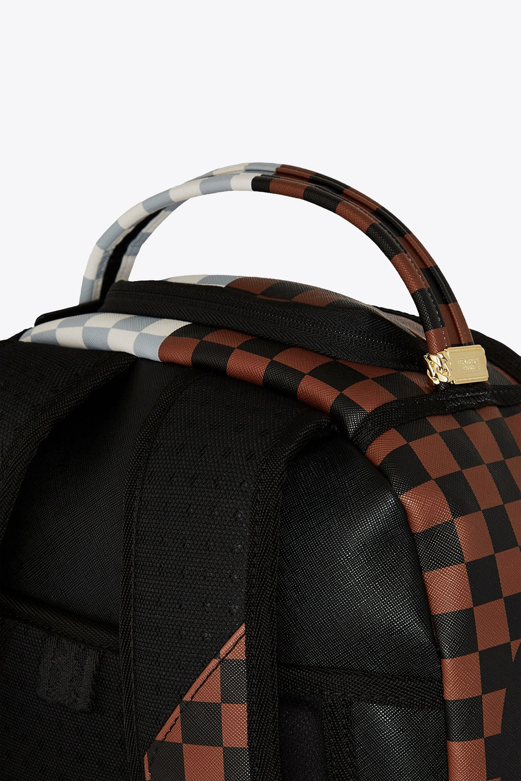 alt-image__Zaino-in-pvc-marrone-e-panna-a-scacchi-con-bocca-shark---Split-Rose-Sharks-in-Paris-Backpack