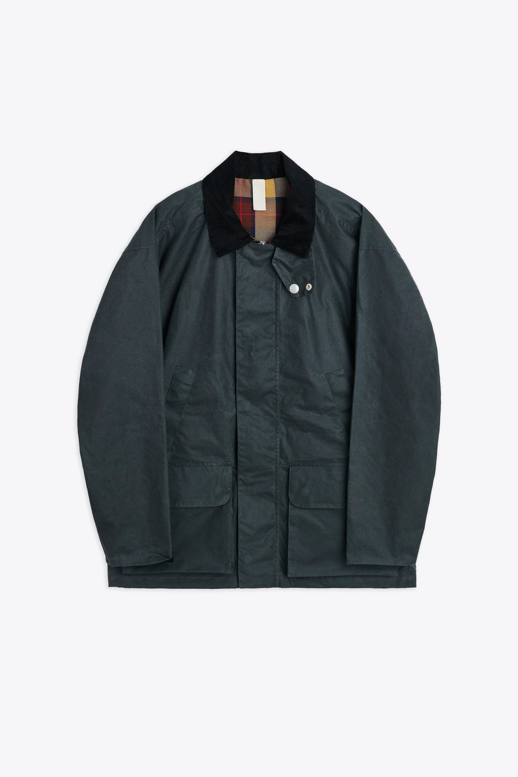 alt-image__Dark-grey-waxed-cotton-jacket-with-corduroy-collar---Waxed-Leisure-Jacket