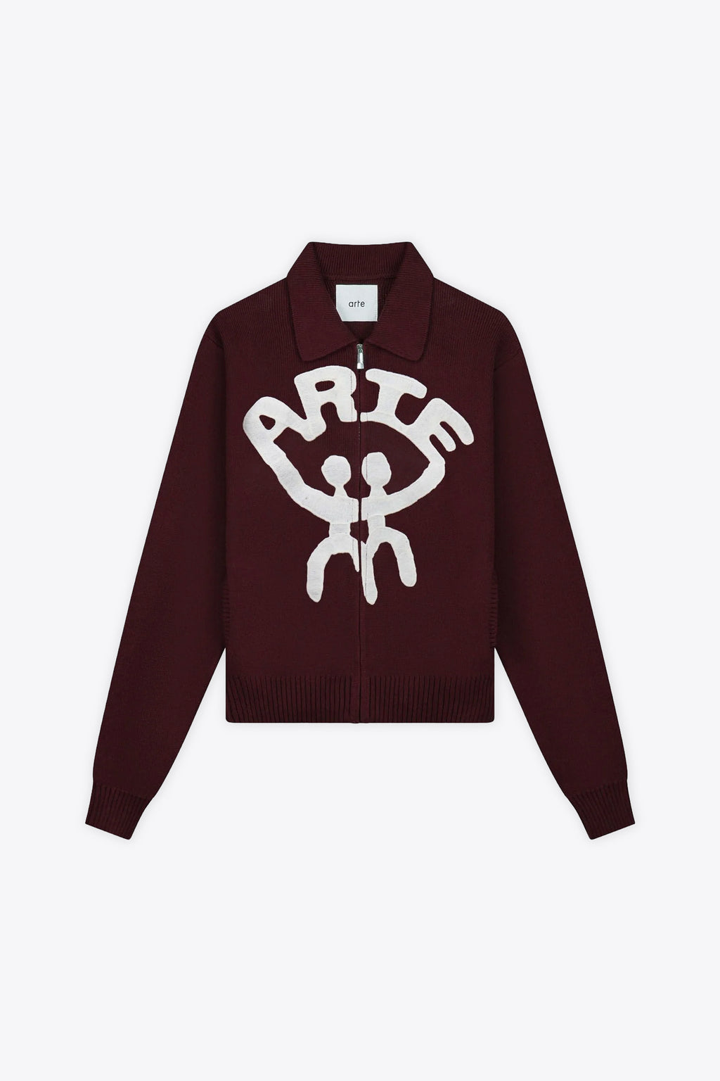 alt-image__Cardigan-in-cotone-bordeaux-con-ricamo-grafico-frontale---All-Together-Cardigan
