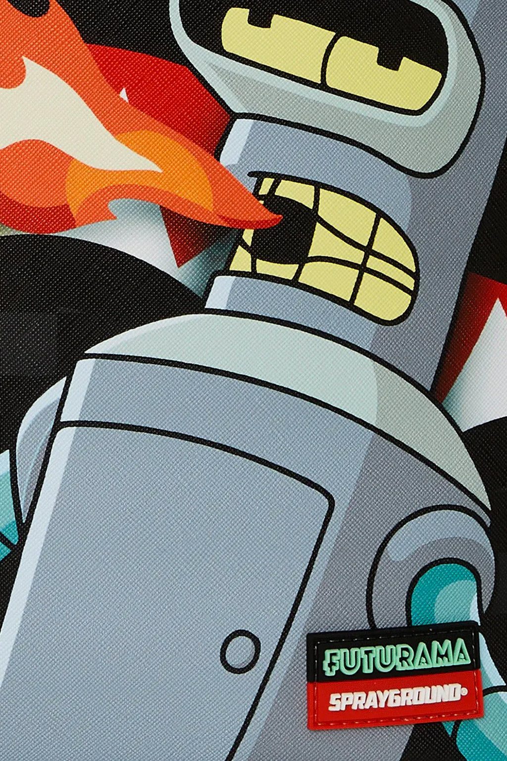 alt-image__Zaino-in-pvc-nero-a-scacchi-con-stampa-Futurama---Bender-Fire-Drama-Dlxvs-Backpack