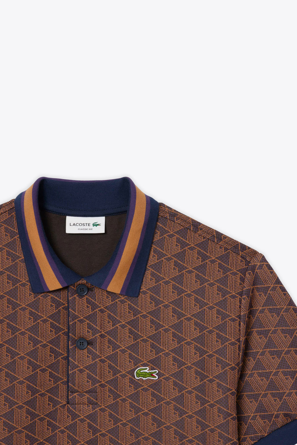 alt-image__Polo-viola-e-arancio-con-motivo-jacquard-monogram-con-maniche-corte