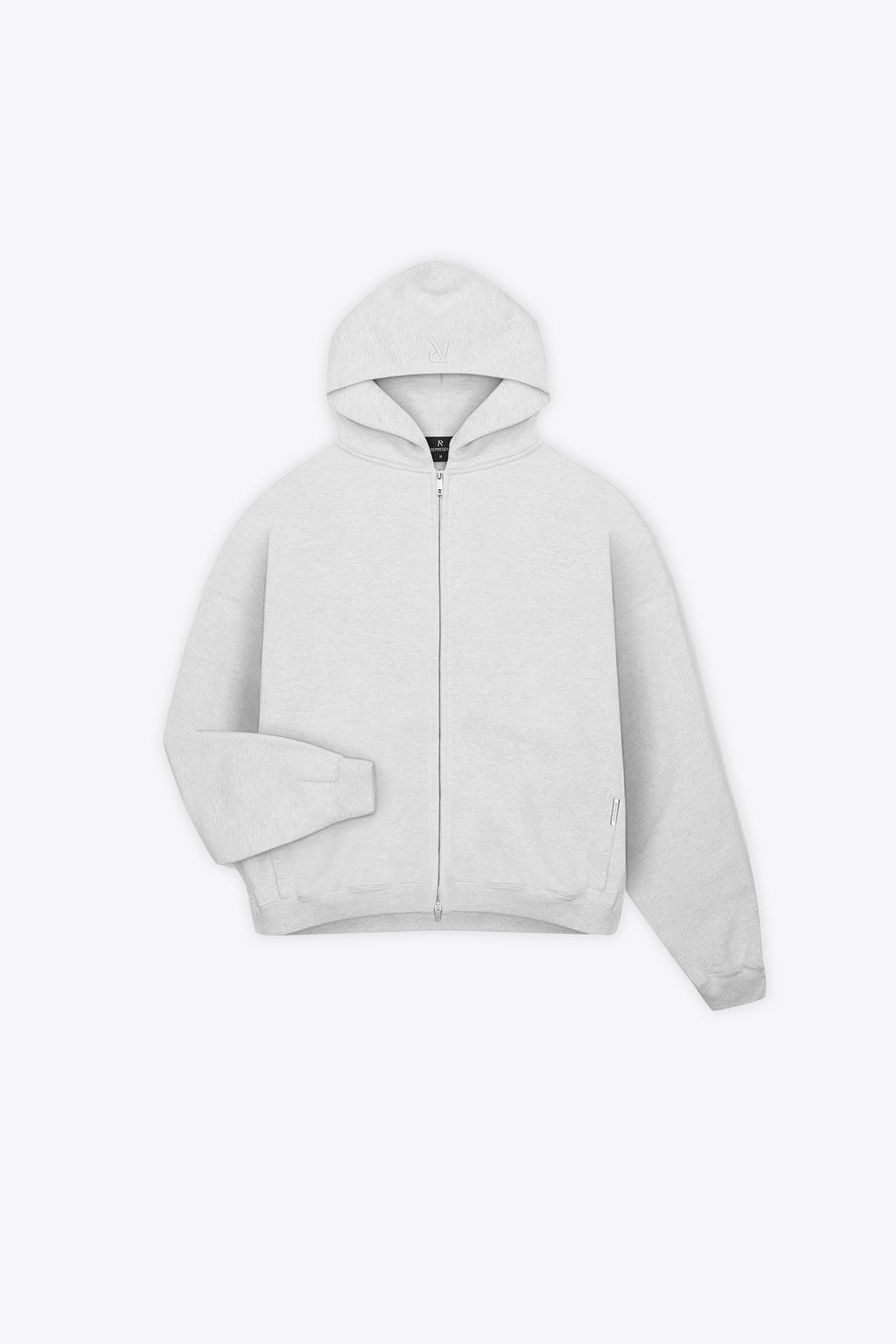alt-image__Felpa-grigio-melange-con-cappuccio-e-zip-boxy-fit---Initial-Boxy-Zip-Hoodie