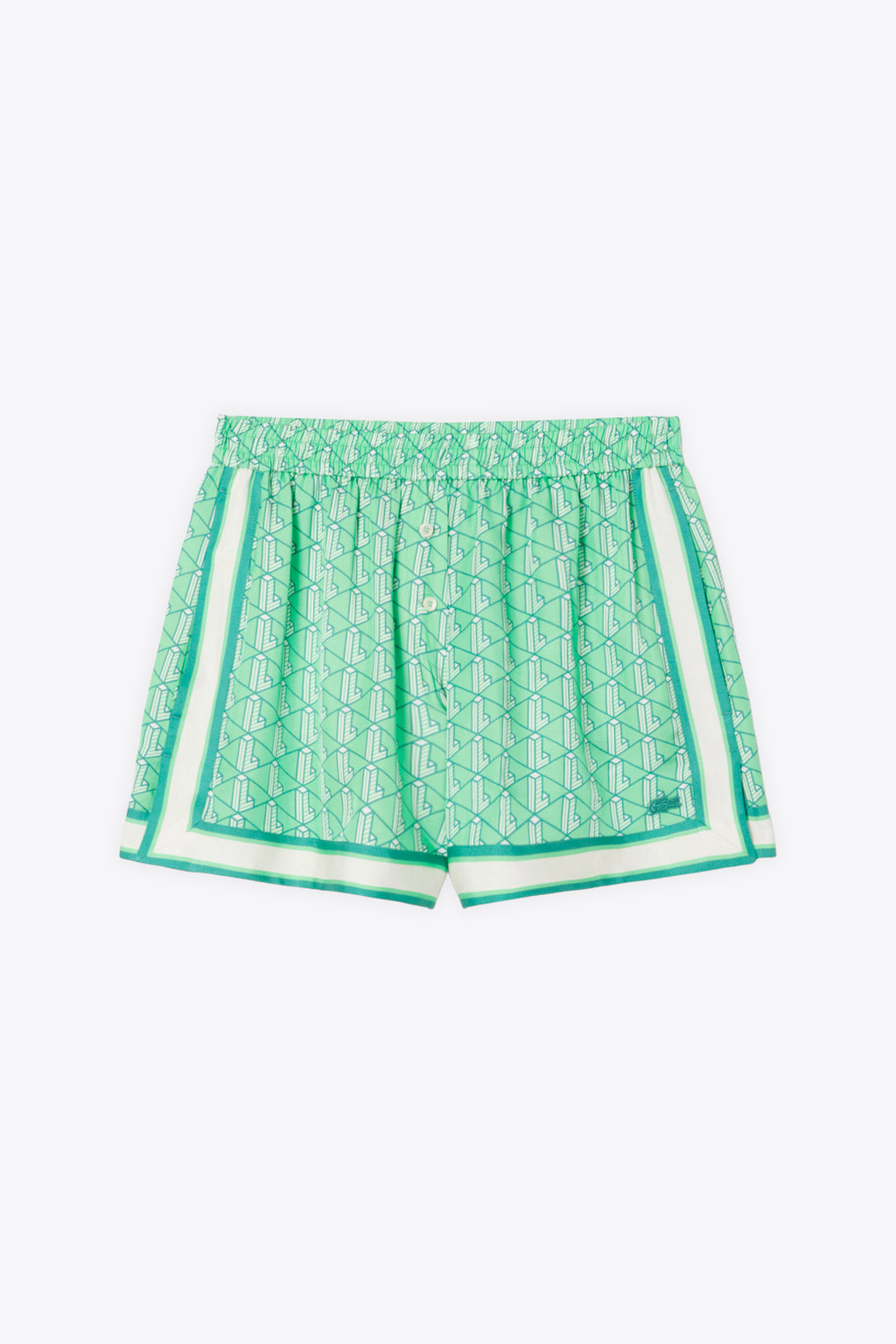 alt-image__Shorts-in-satin-verde-con-stampa-monogram