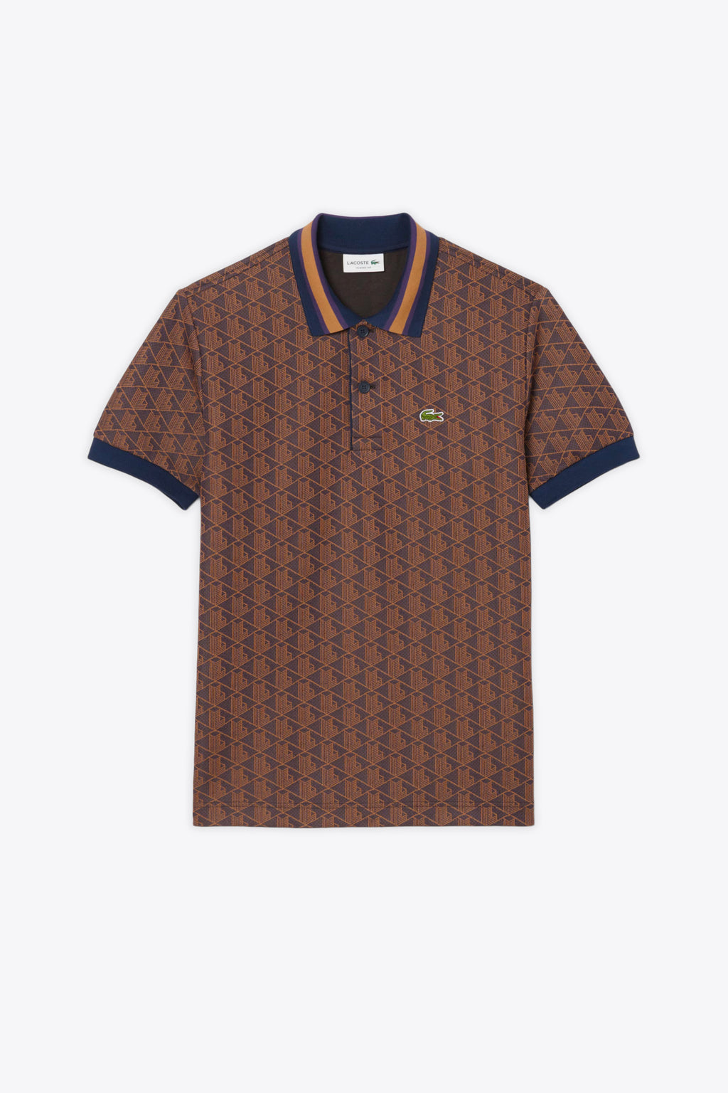 alt-image__Polo-viola-e-arancio-con-motivo-jacquard-monogram-con-maniche-corte