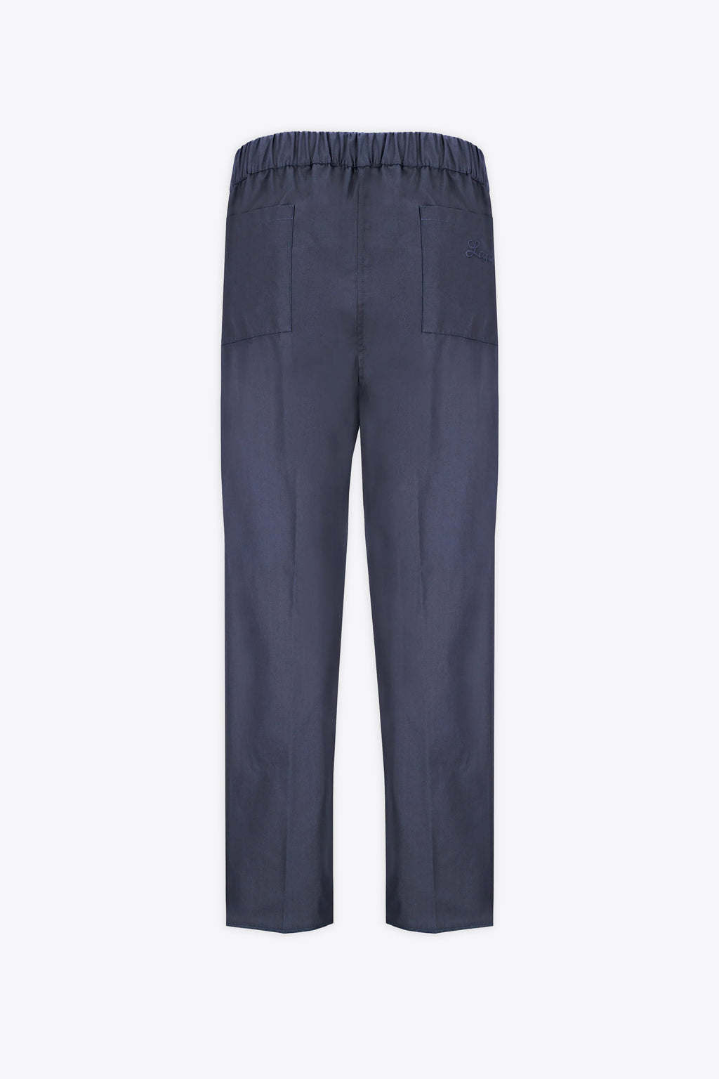 alt-image__Pantalone-ampio-in-popeline-blu-navy-con-elastico-in-vita