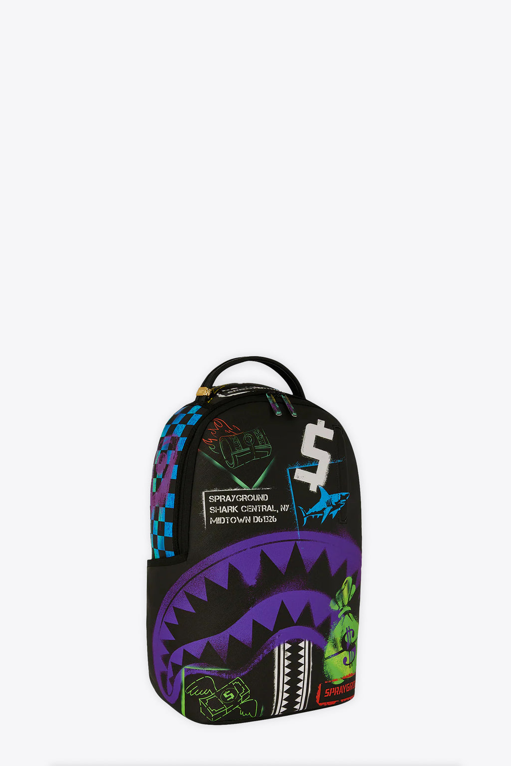 alt-image__Zaino-in-pvc-nero-con-stencil-multicolor-stampati---Shark-Central-Stencils-Black-Dlxsv-Backpack