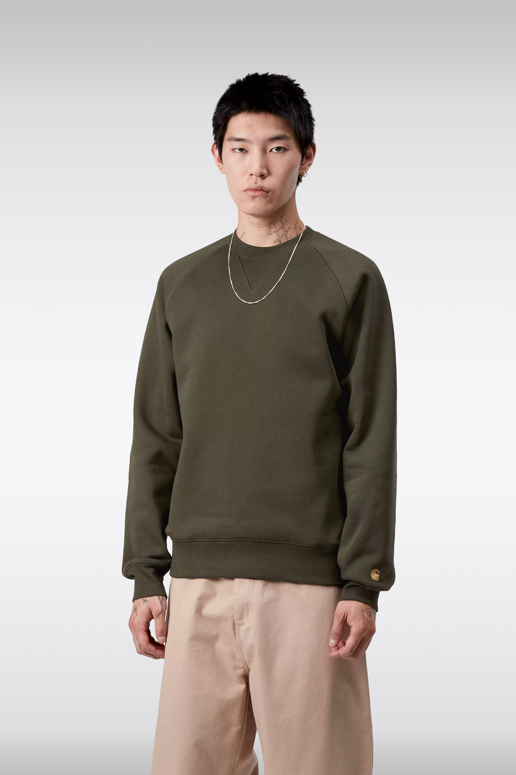 alt-image__Felpa-verde-militare-girocollo-con-logo-al-polso---Chase-Sweatshirt