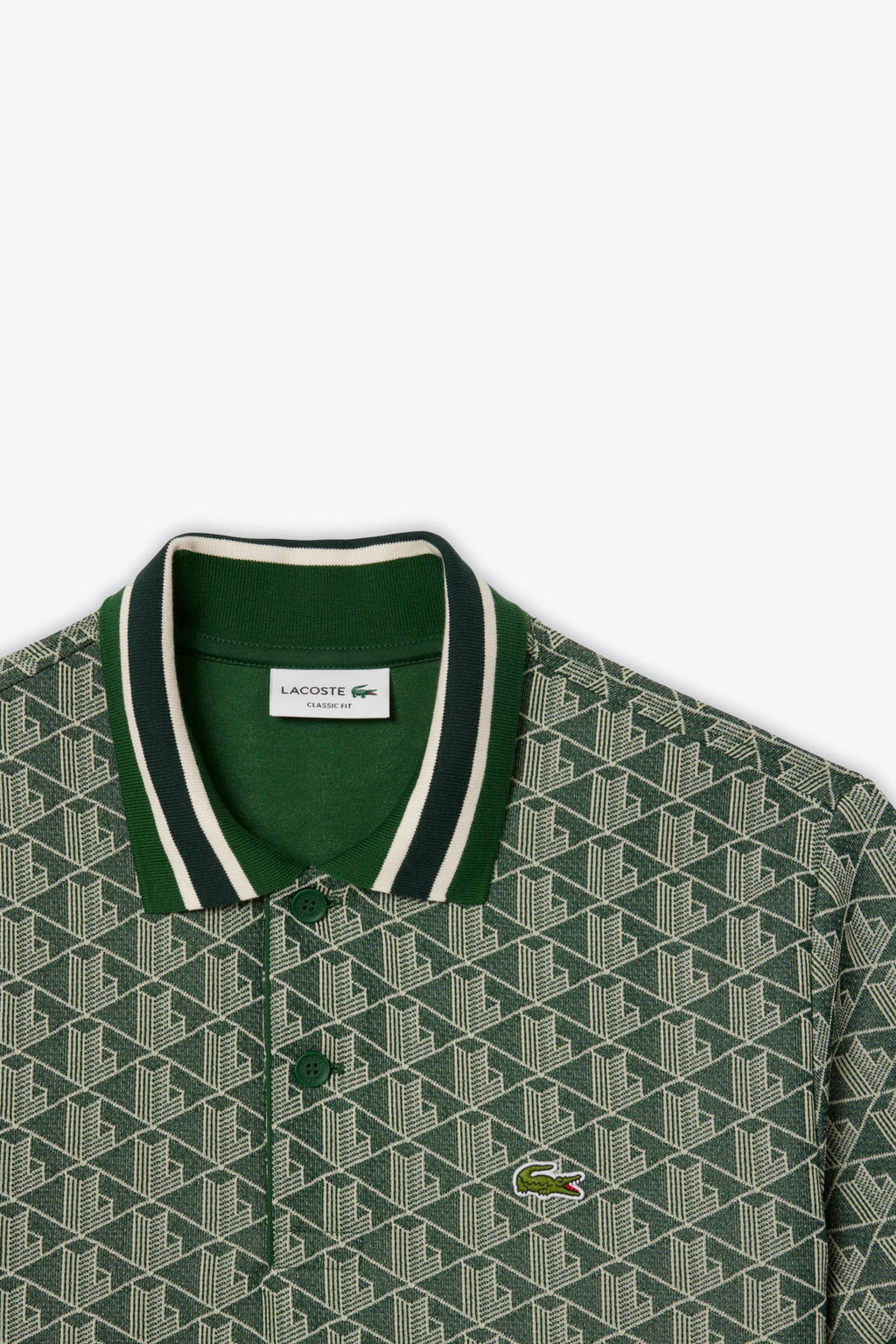 alt-image__Polo-verde-con-motivo-jacquard-monogram-con-maniche-corte