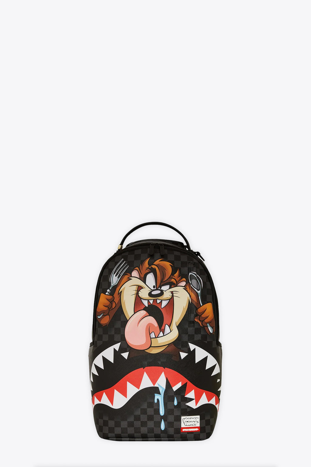 alt-image__Zaino-in-pvc-a-scacchi-nero-e-grigio-con-stampa-Taz---Taz-Shark-Bite-Bag-Backpack