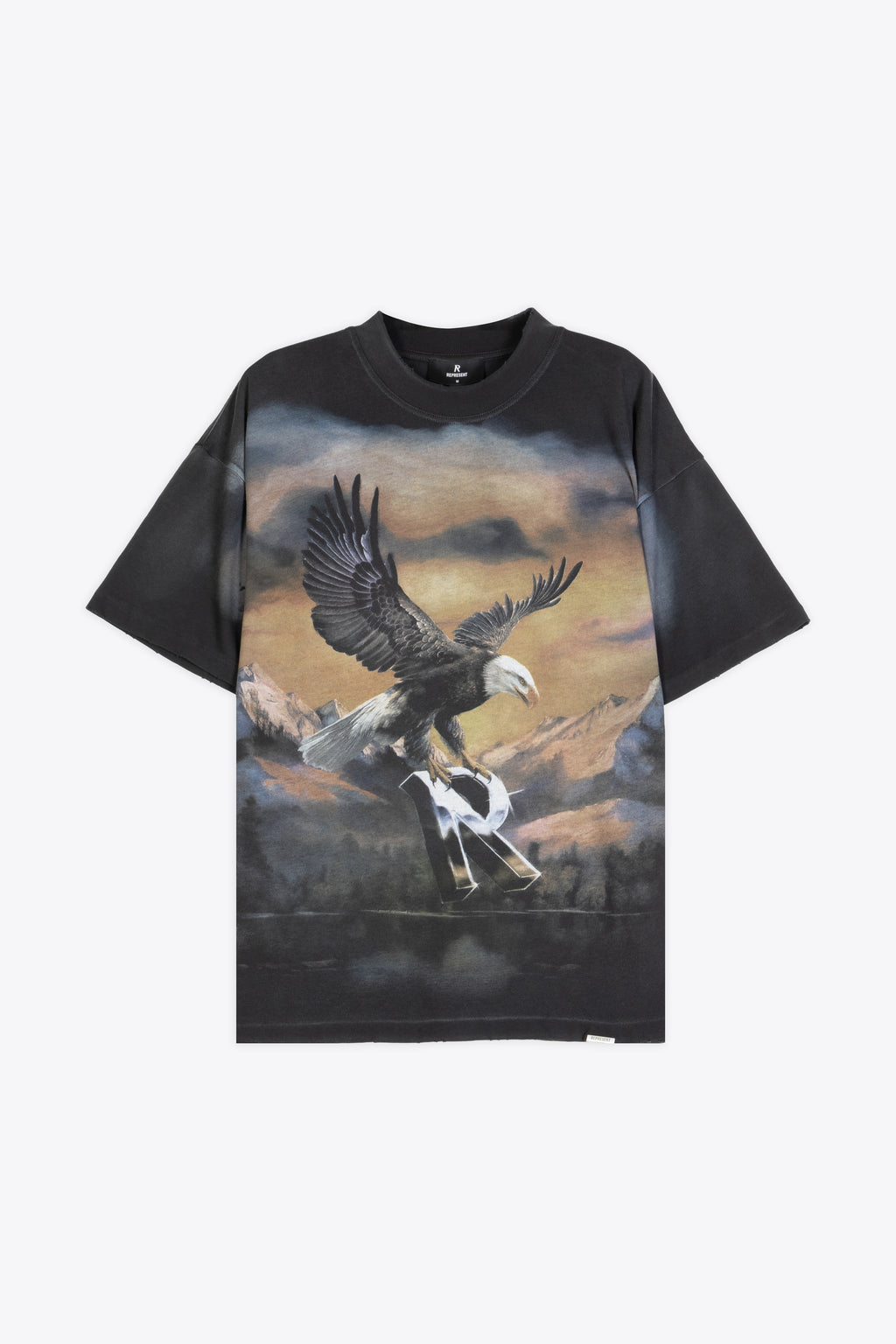 alt-image__T-shirt-in-cotone-nero-lavato-con-grafica-frontale---Chrome-Flight-T-shirt