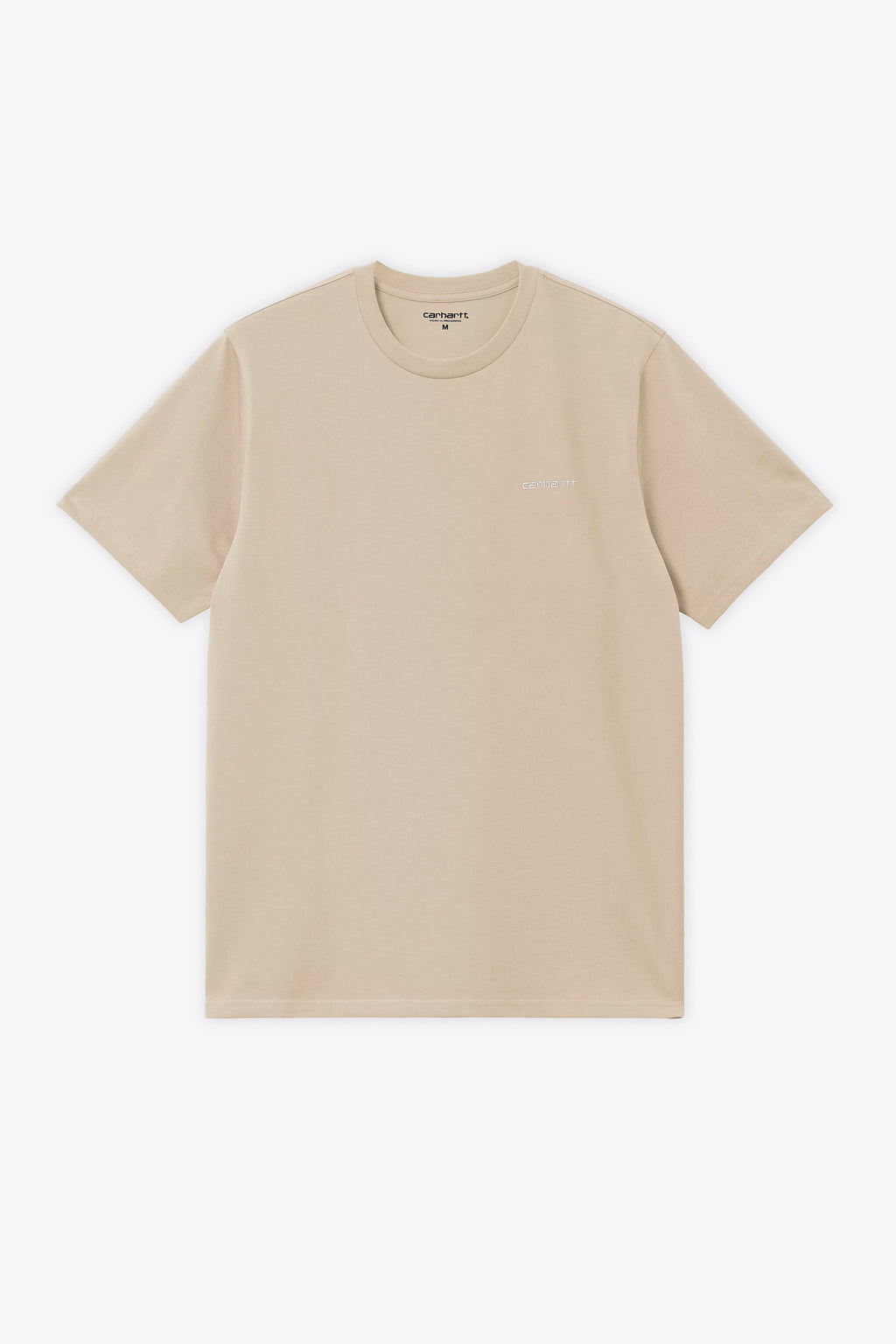 alt-image__T-shirt-beige-in-cotone-con-logo-ricamato-al-petto---S/S-Script-Embroidery-T-Shirt