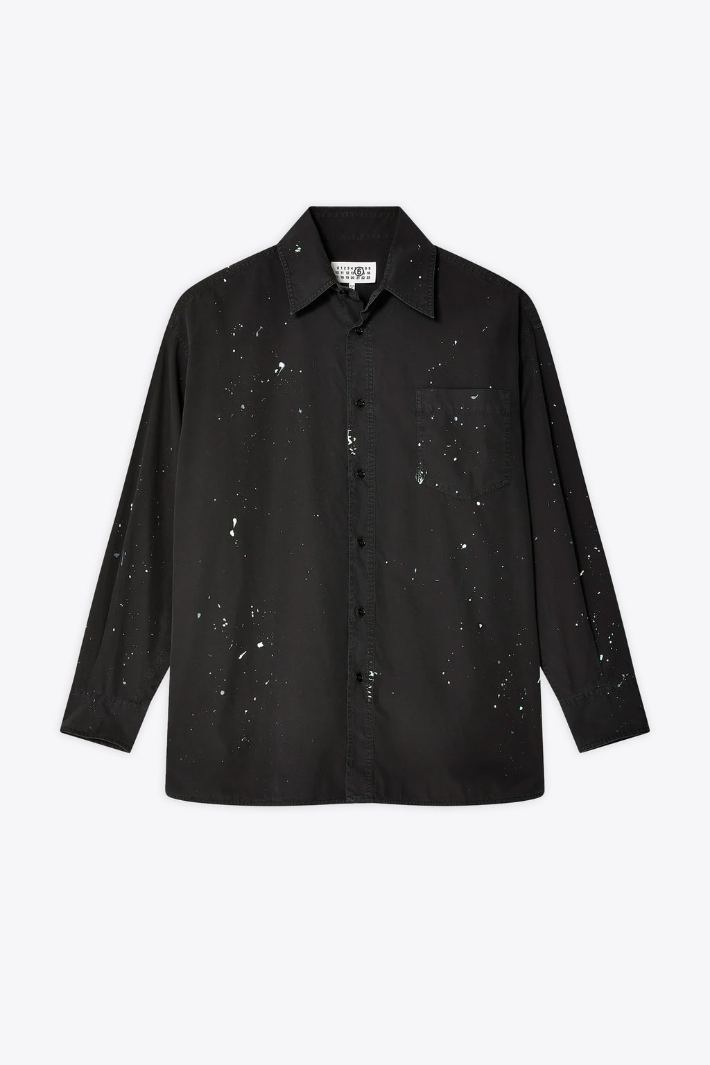alt-image__Camicia-oversize-nera-in-cotone-con-macchie-di-pittura-multicolor
