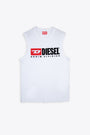 T-shirt bianca smanicata con maxi logo ricamato frontale - T Isco Div 