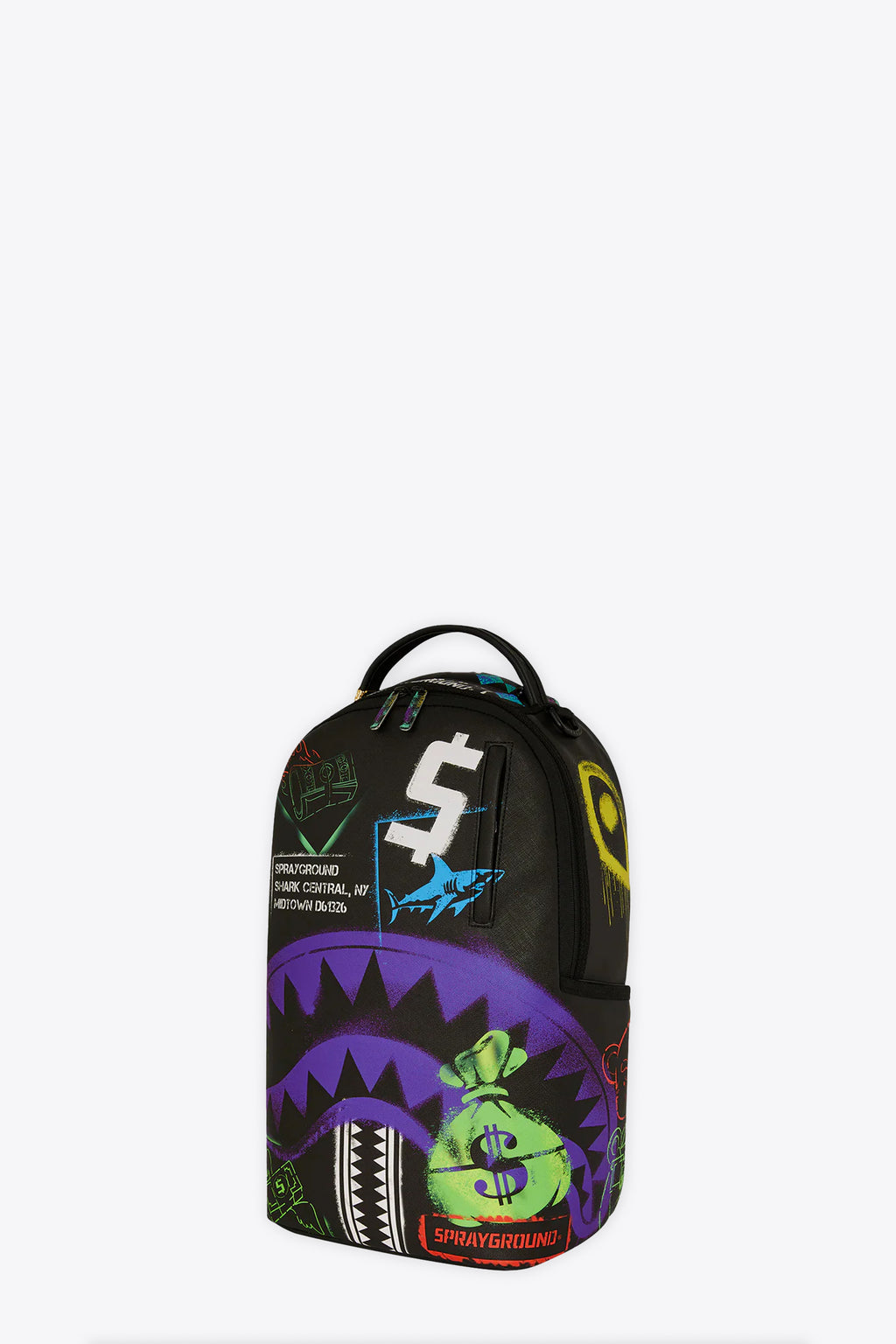 alt-image__Zaino-in-pvc-nero-con-stencil-multicolor-stampati---Shark-Central-Stencils-Black-Dlxsv-Backpack