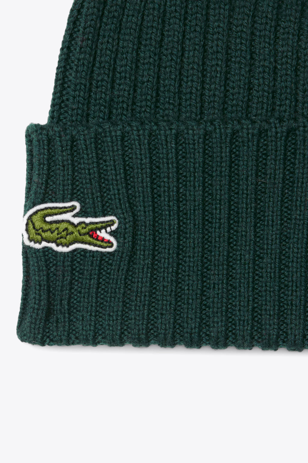 alt-image__Berretto-in-lana-a-coste-verde-scuro-con-logo-ricamato