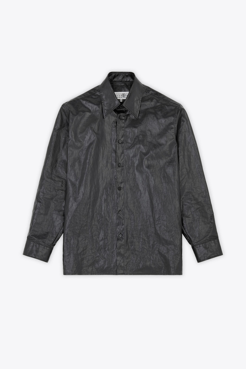 alt-image__Camicia-nera-in-lino-cerato-con-maniche-lunghe