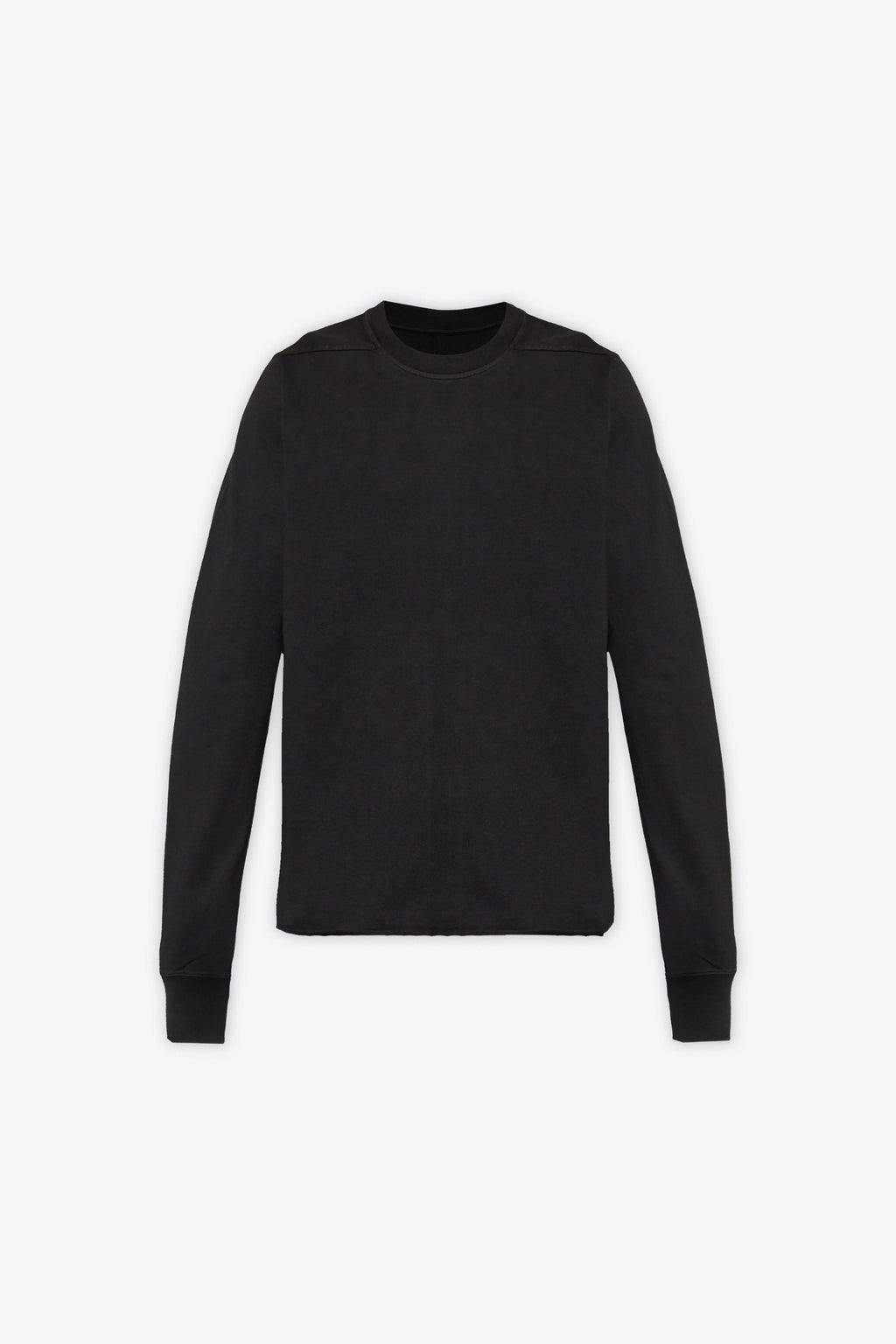alt-image__Felpa-nera-leggera-in-cotone-con-fondo-a-taglio-vivo---Crewneck-Sweat