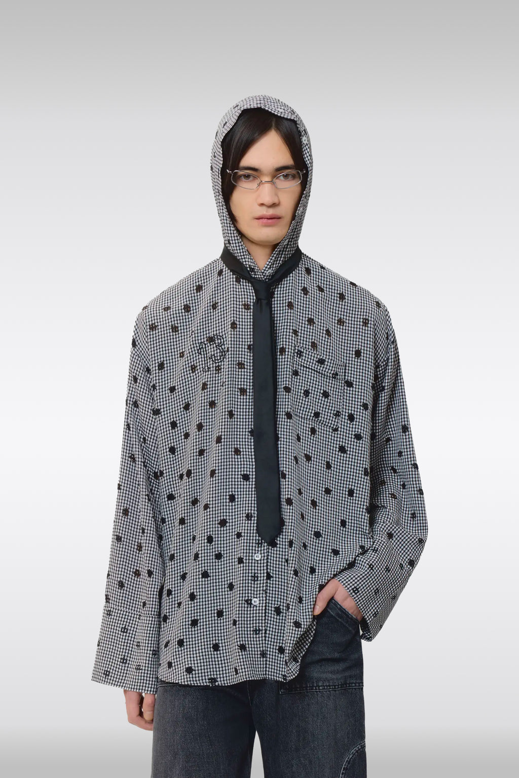 alt-image__Camicia-unisex-oversize-in-cotone-a-quadri-nero-e-bianco-con-cappuccio---Hooded-Button-Up-Shirt