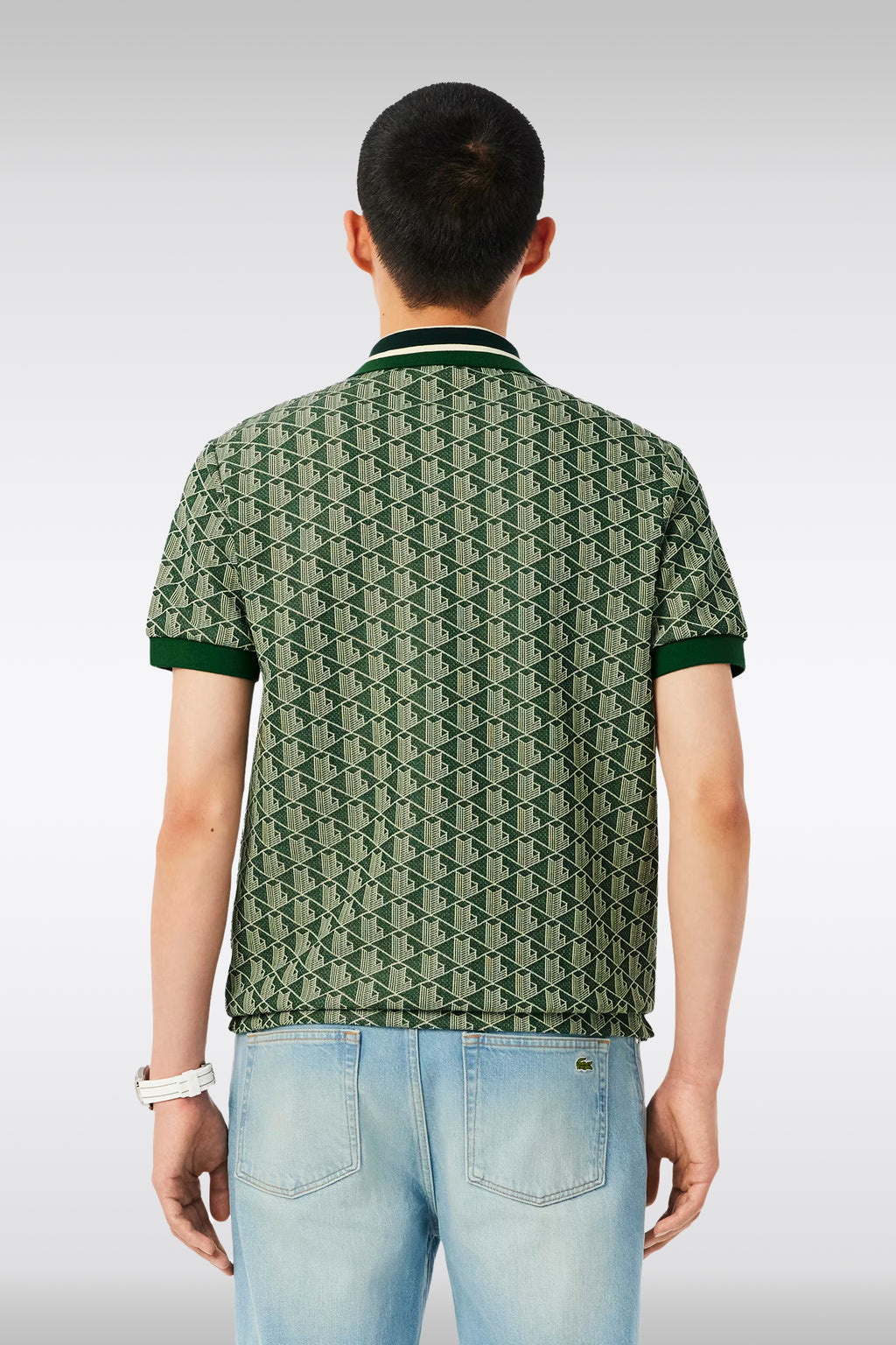 alt-image__Polo-verde-con-motivo-jacquard-monogram-con-maniche-corte