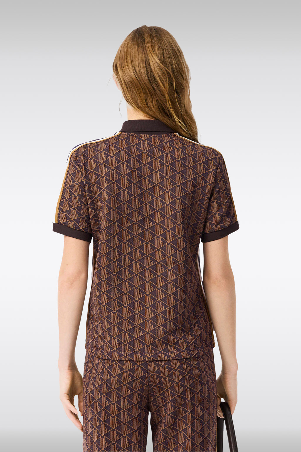 alt-image__Polo-con-motivo-jacquard-monogram-viola-e-arancione-con-maniche-corte