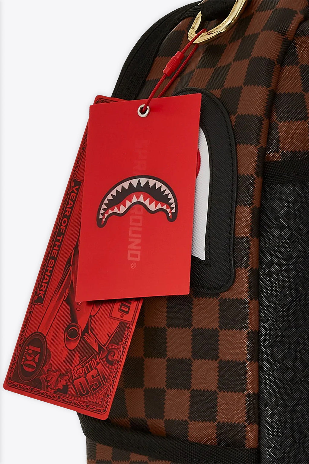 alt-image__Zaino-in-pvc-nero-e-marrone-a-scacchi-con-bocca-shark---Sawtooth-Sharks-in-Paris-Dlxsv-Backpack