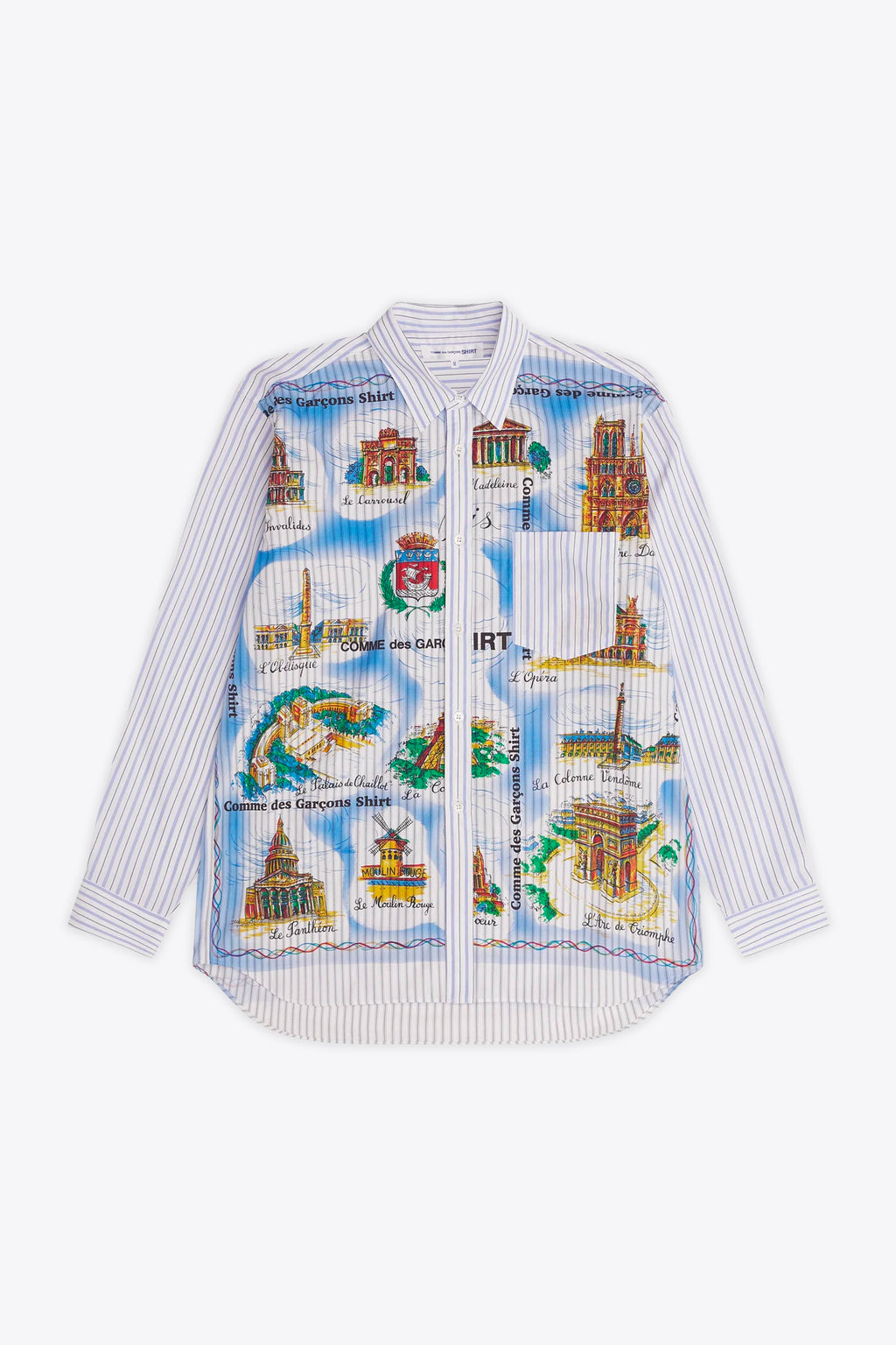 alt-image__Camicia-bianca-a-righe-blu-in-cotone-con-stampa-souvenir