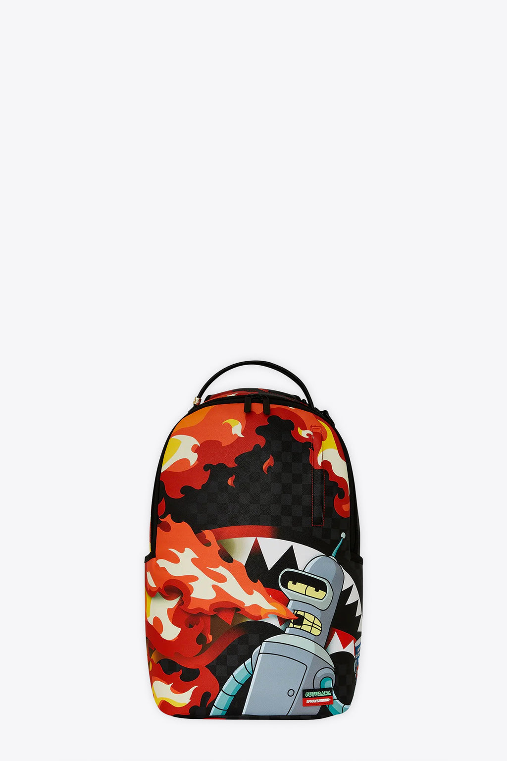 alt-image__Zaino-in-pvc-nero-a-scacchi-con-stampa-Futurama---Bender-Fire-Drama-Dlxvs-Backpack