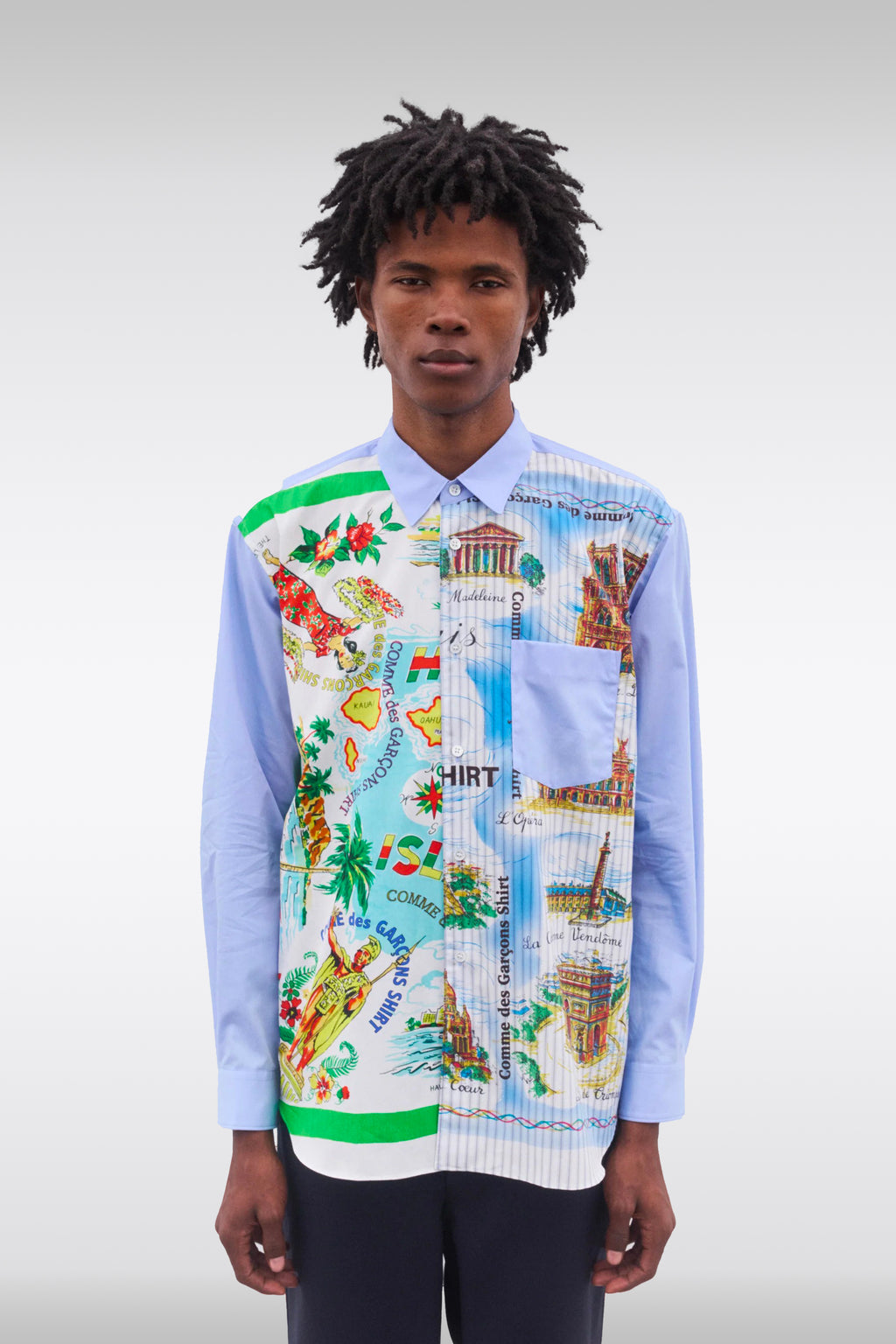 alt-image__Camicia-celeste-in-cotone-con-stampa-souvenir