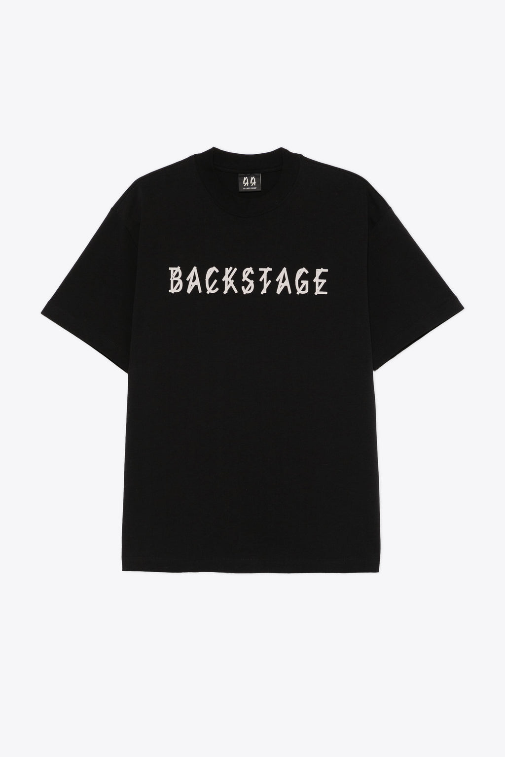 alt-image__T-shirt-nera-con-slogan-frontale-E-logo-sul-retro---Backstage-Tee