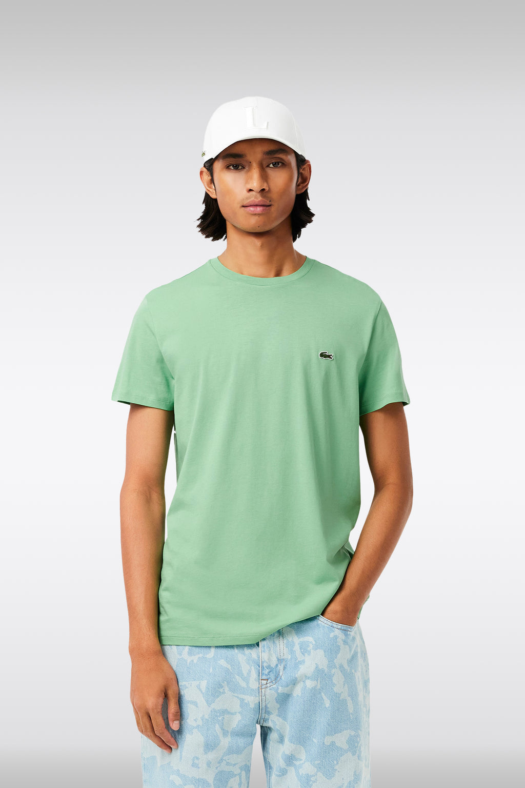 alt-image__T-shirt-in-cotone-Pima-verde-menta-con-logo-al-petto