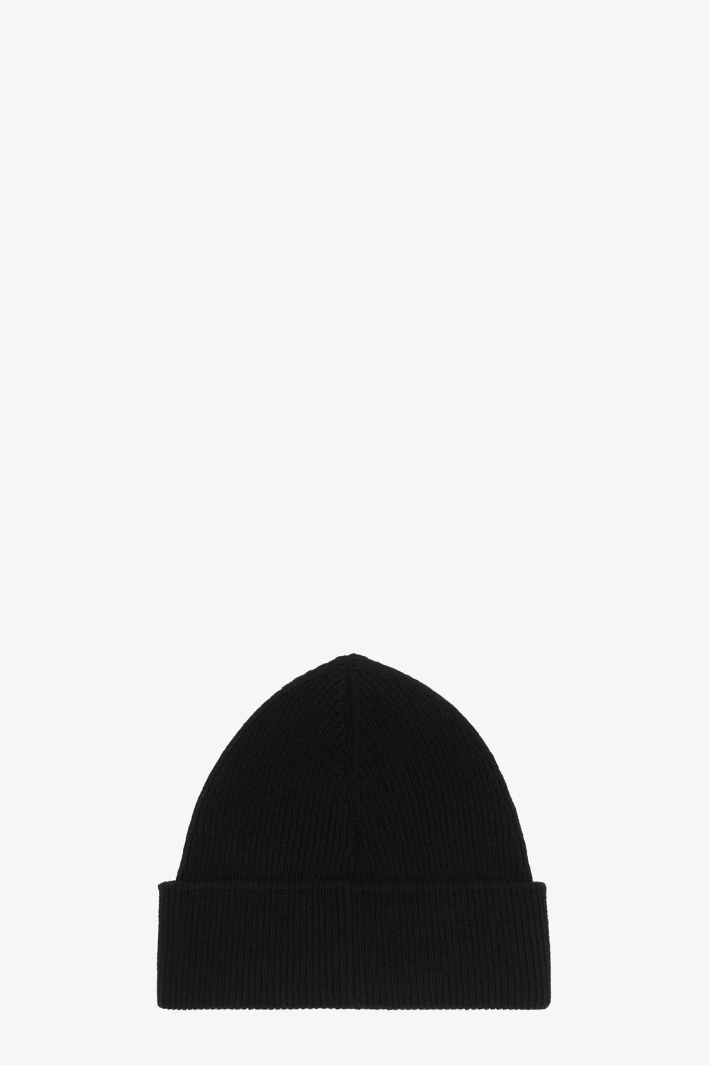 alt-image__Berretto-in-lana-coste-nero-con-nastro-adesivo