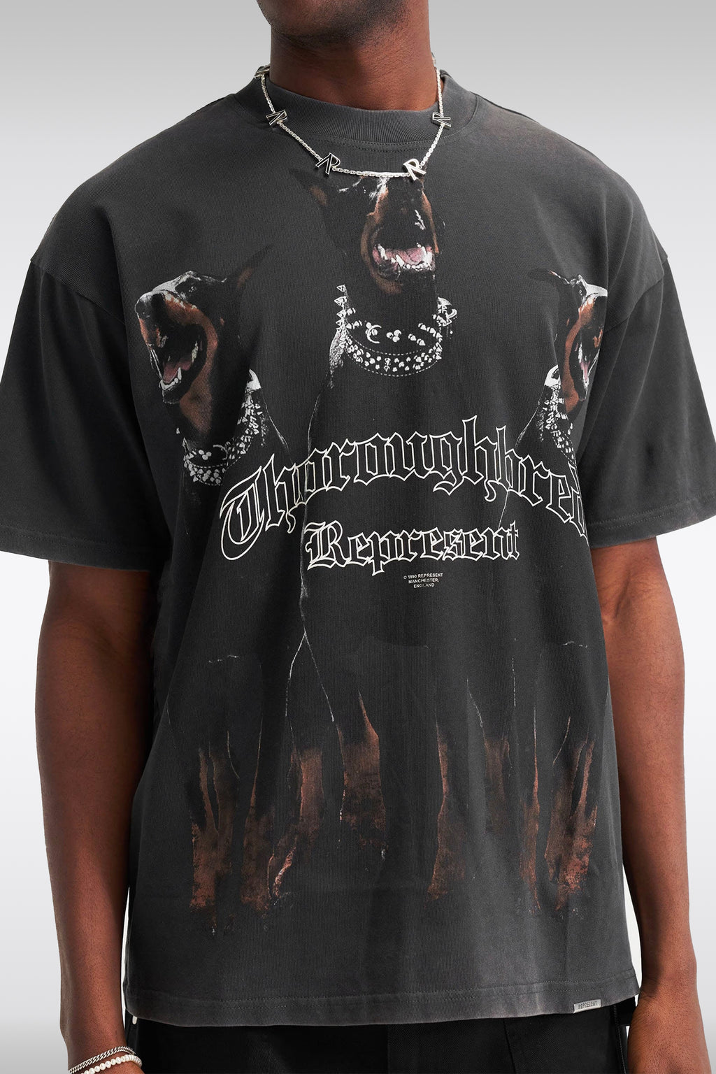 alt-image__T-shirt-in-cotone-nero-lavato-con-grafica-frontale---Thoroughbred-T-shirt