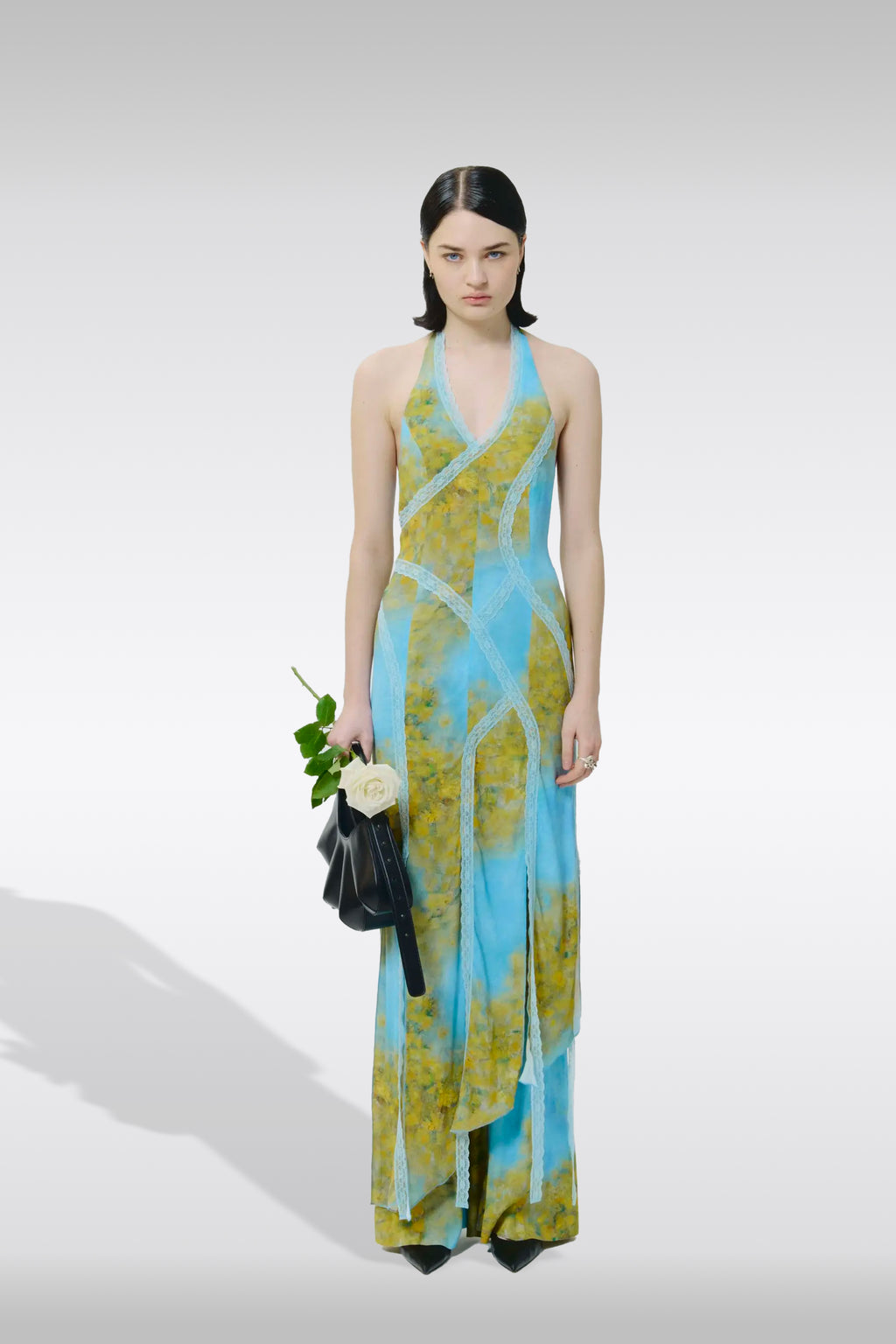alt-image__Abito-in-satin-celeste-e-giallo-con-stampa-floreale-e-dettagli-in-pizzo---Halterneck-Lace-Dress