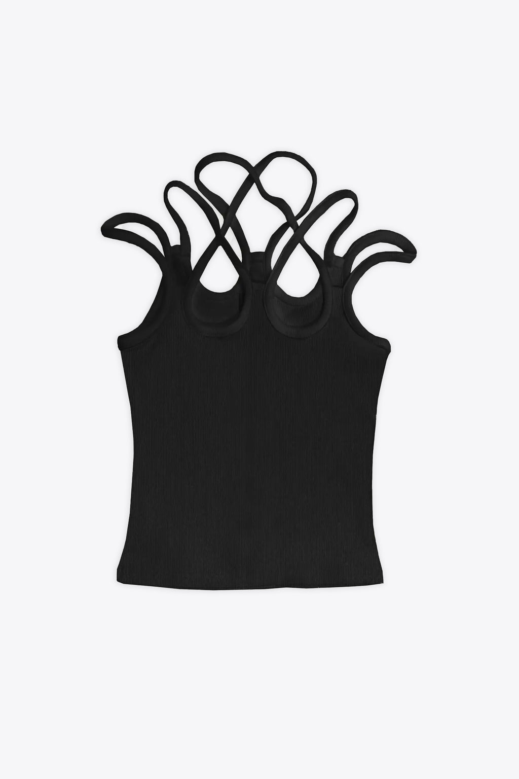 alt-image__Canotta-nera-in-cotone-a-coste-con-spalline-multiple---Tank-Top