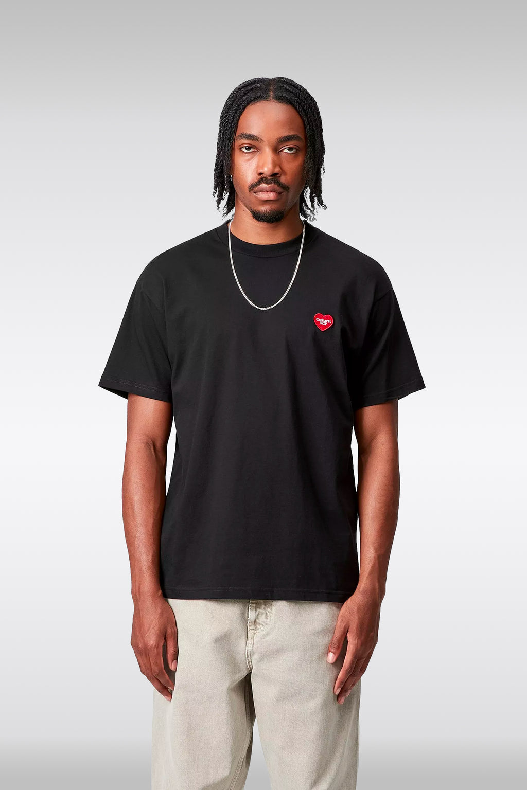 alt-image__T-shirt-nera-in-cotone-con-patch-cuore-al-petto---S/S-Heart-II-Hartt-T-Shirt