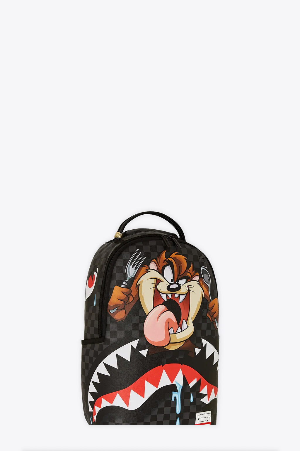 alt-image__Zaino-in-pvc-a-scacchi-nero-e-grigio-con-stampa-Taz---Taz-Shark-Bite-Bag-Backpack